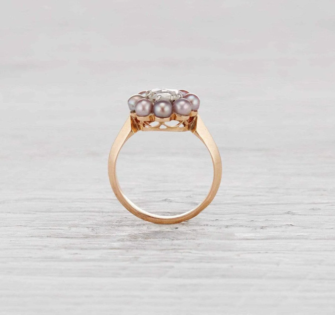 .85 Carat Victorian Diamond and Pearl Cluster Ring - Image 4