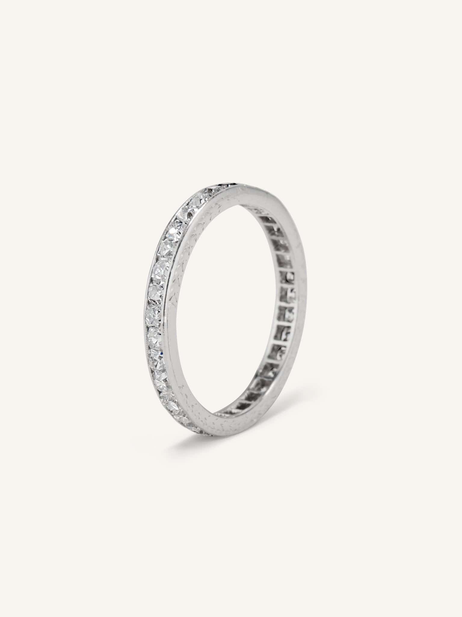 Art Deco Old Mine Cushion Cut Diamond Eternity Wedding Band - Image 4