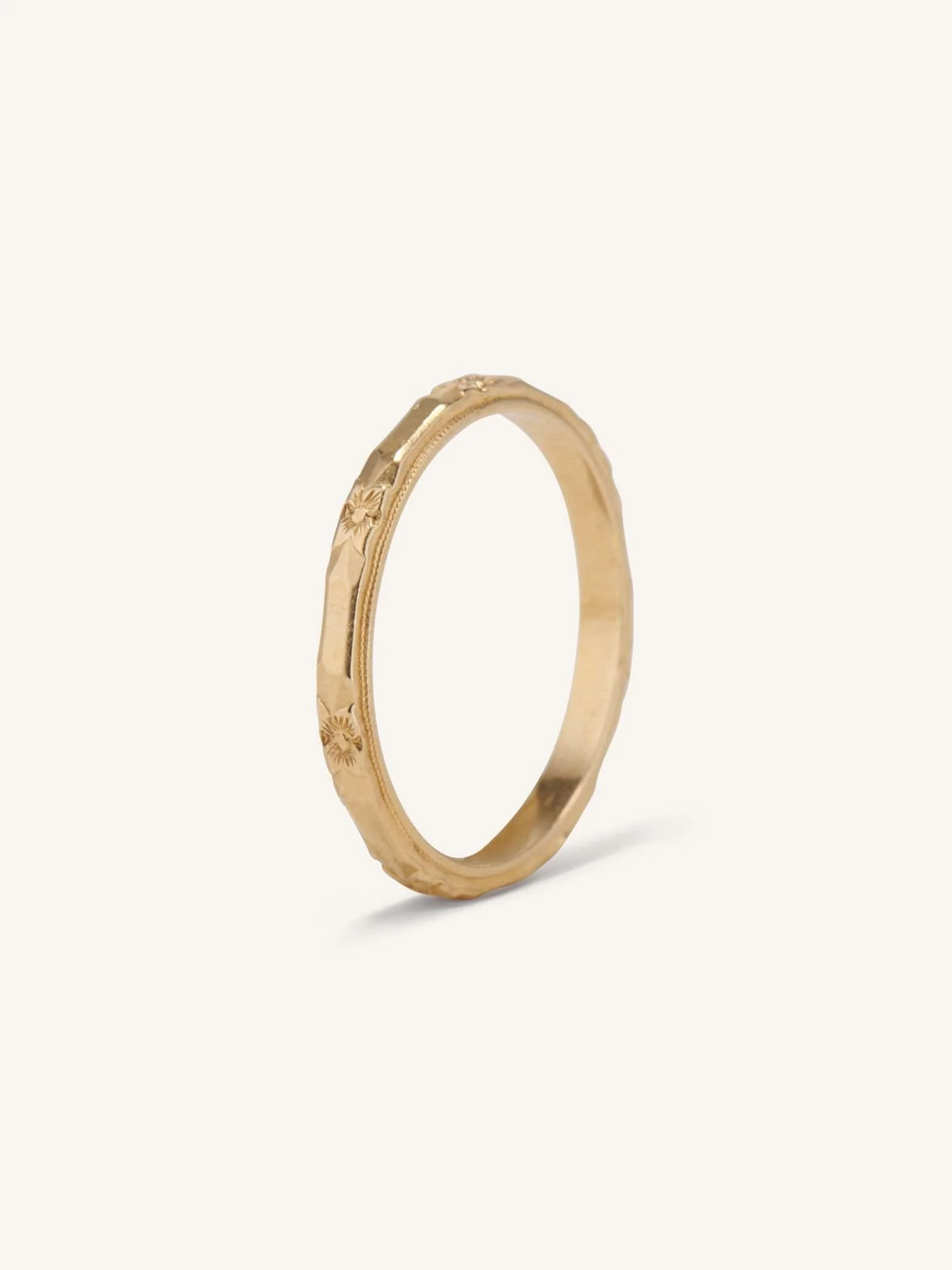 Edwardian Orange Blossom Gold Wedding Band - Image 4