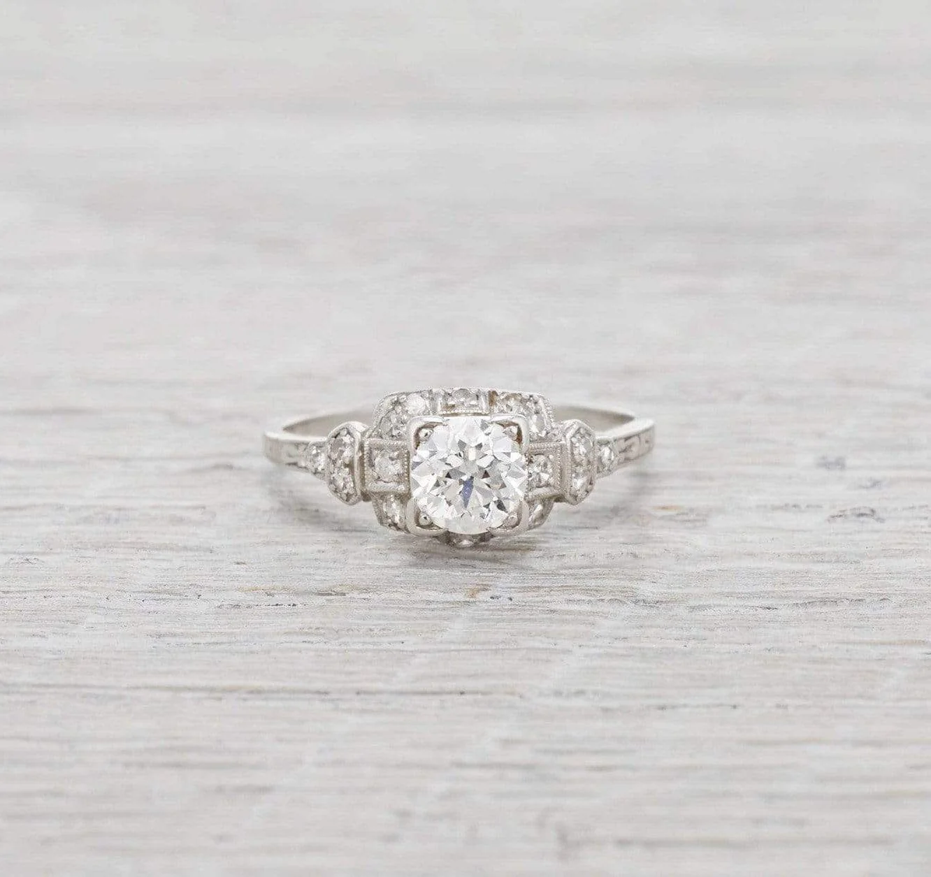 .90 Carat Vintage Art Deco Diamond Engagement Ring - Image 2
