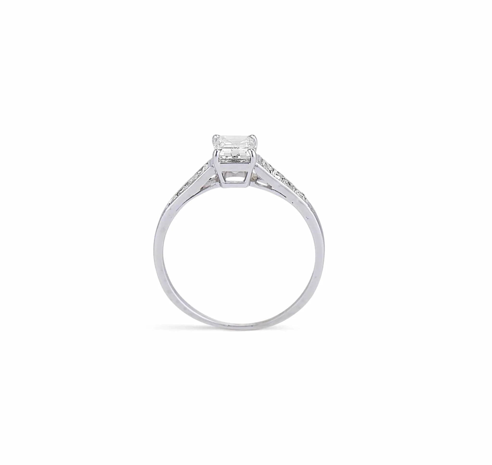Art Deco .91 Carat Emerald Cut Diamond Ring - Image 4