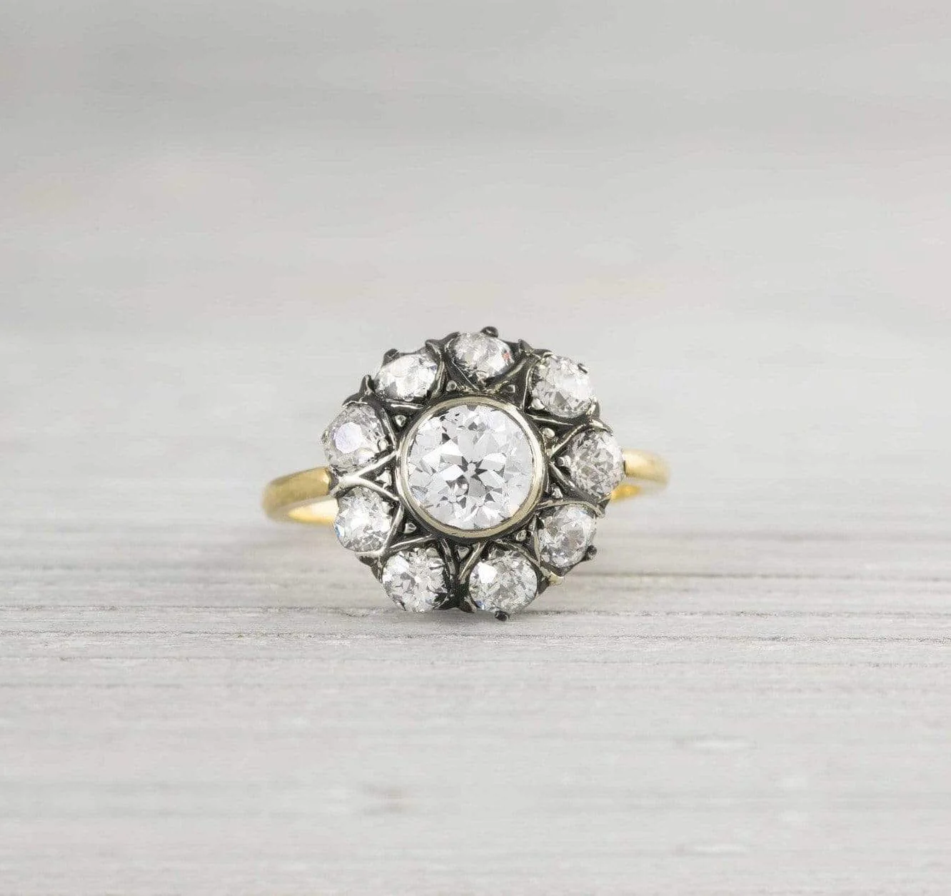 .93 Carat Silver on Gold Victorian Diamond Engagement Ring - Image 2