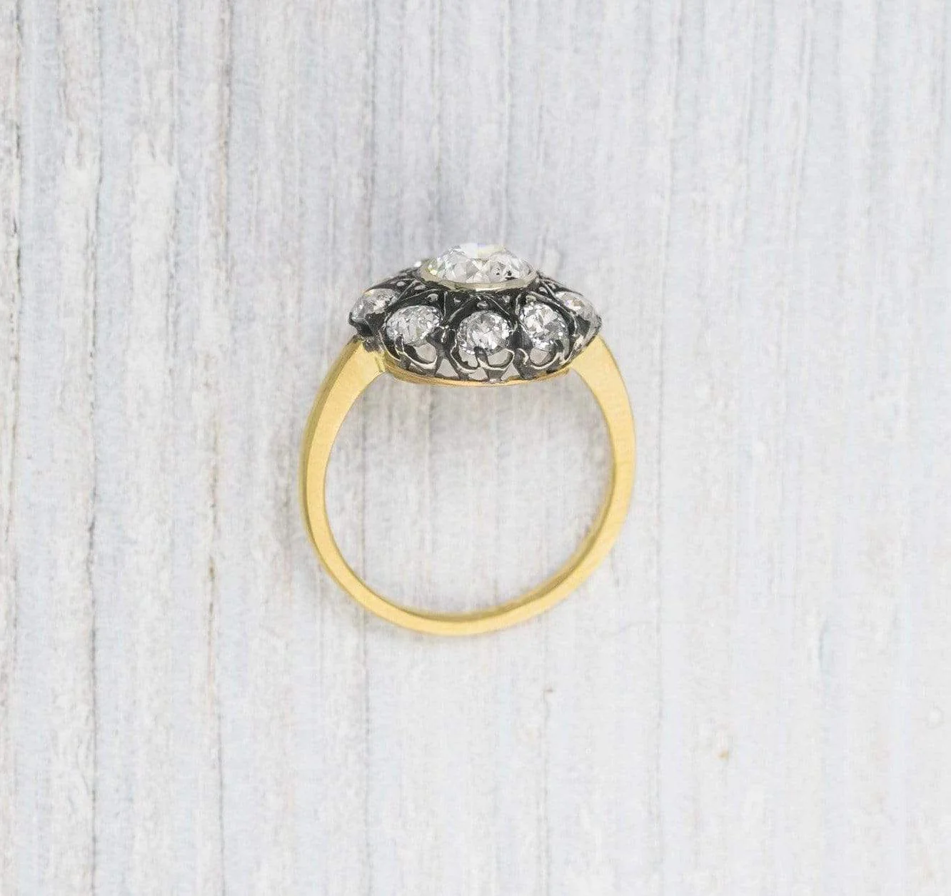 .93 Carat Silver on Gold Victorian Diamond Engagement Ring - Image 4