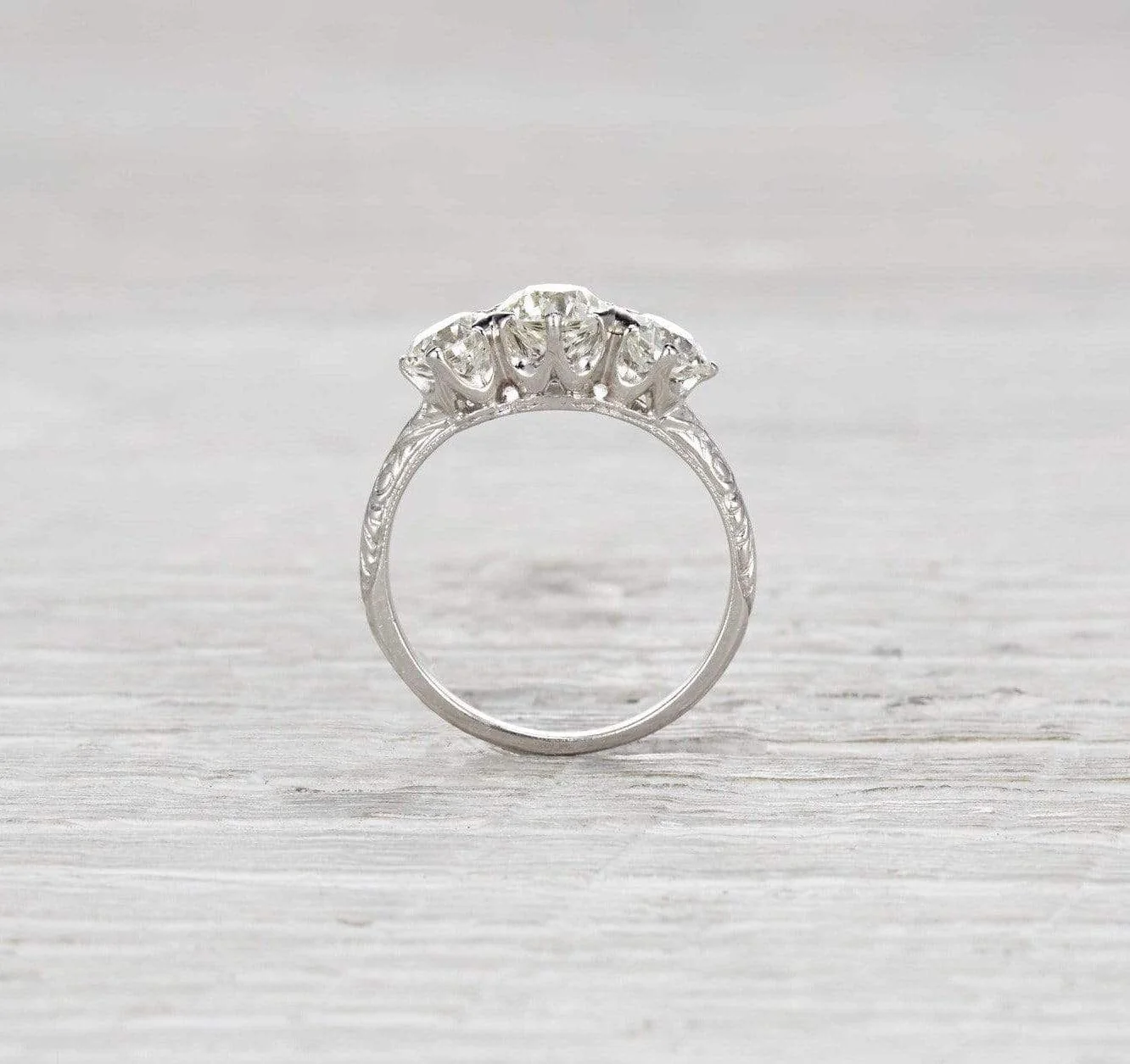 .95 Carat Three Stone Edwardian Engagement Ring - Image 4