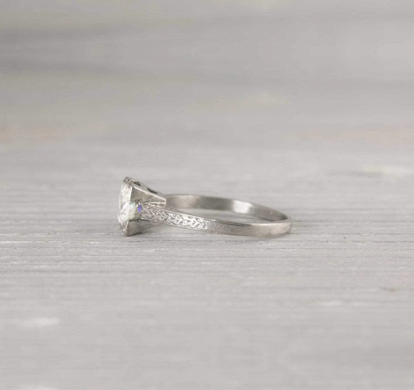 .95 Carat Vintage Art Deco Solitaire Engagement Ring - Image 2