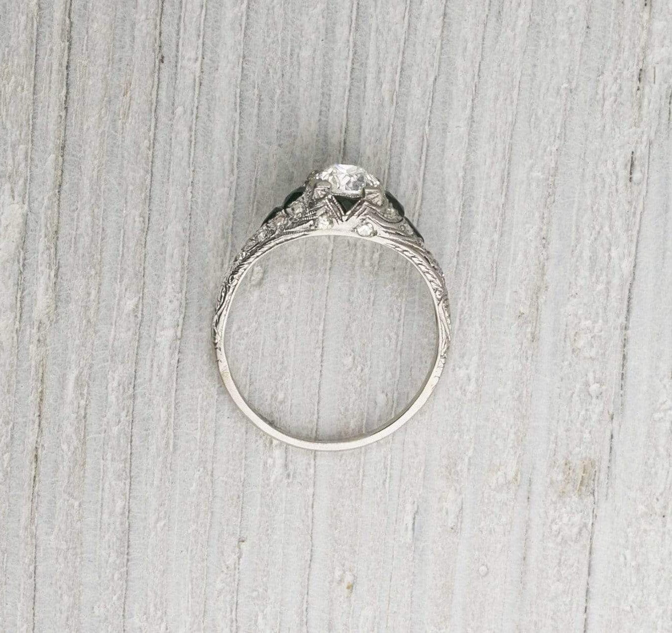 .95 Carat Vintage Diamond & Onyx Engagement Ring - Image 3