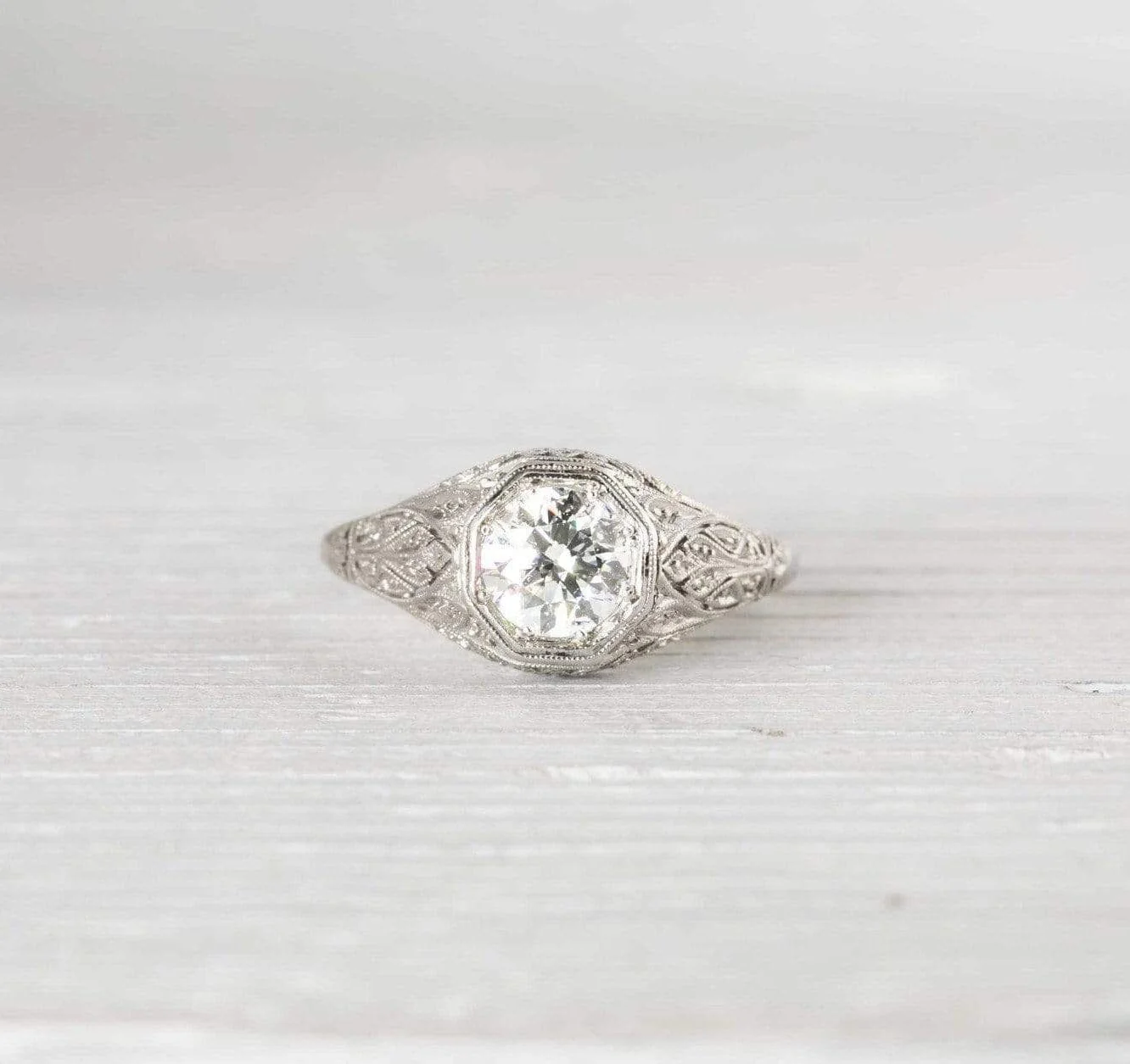 .95 Carat Vintage Edwardian Diamond Engagement Ring - Image 2