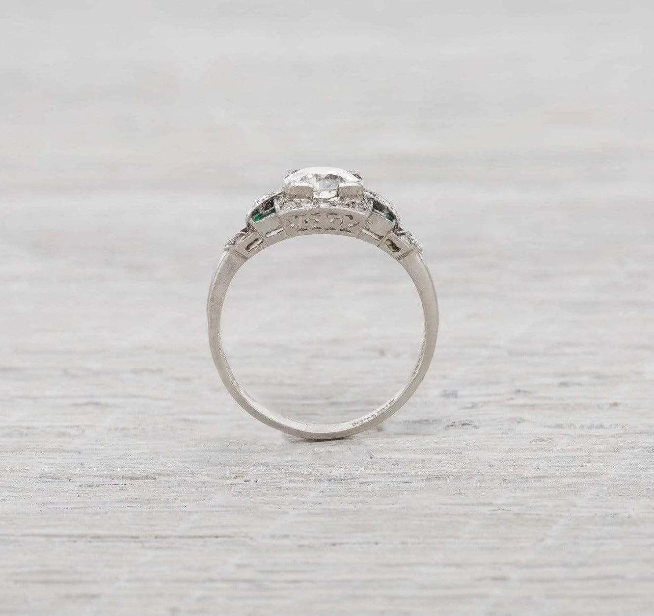 .99 Carat Diamond & Emerald Vintage Engagement Ring - Image 4