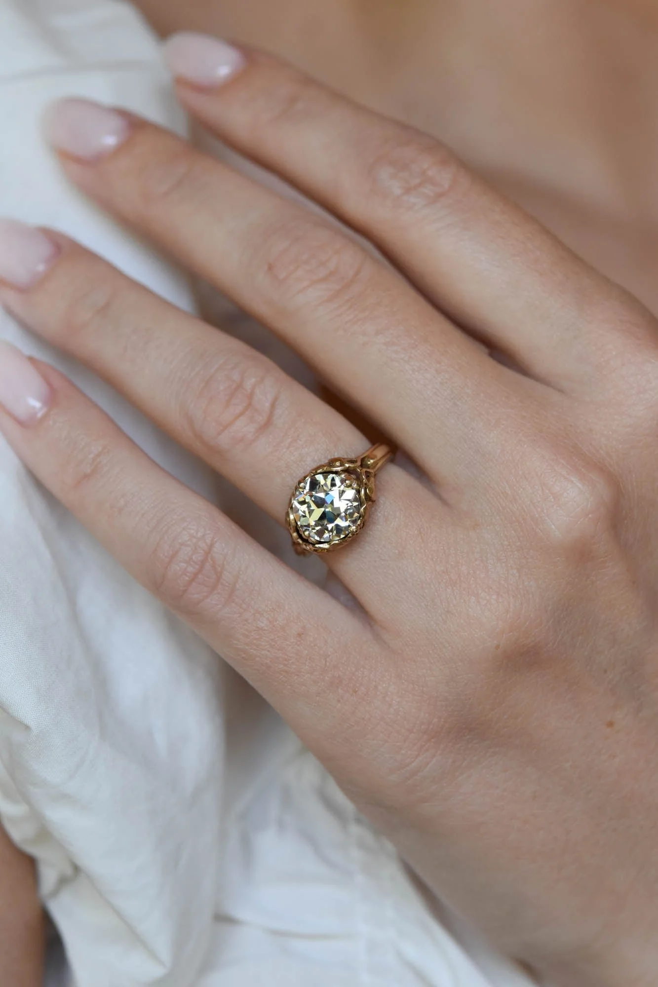 Allsopp Bros. Art Nouveau 2.63 Carat Old European Cut Diamond Antique Engagement Ring, America - Image 6