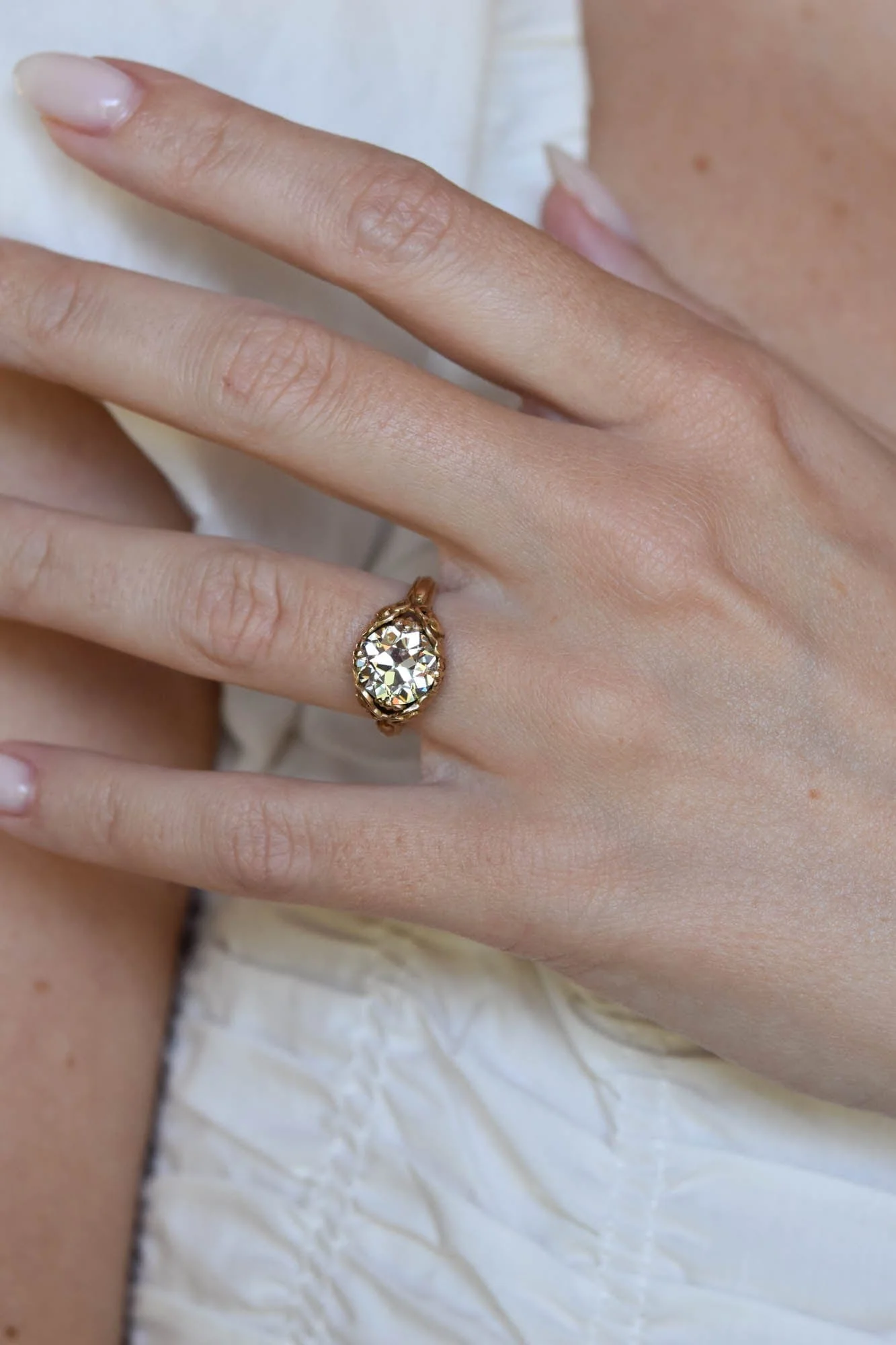 Allsopp Bros. Art Nouveau 2.63 Carat Old European Cut Diamond Antique Engagement Ring, America - Image 9