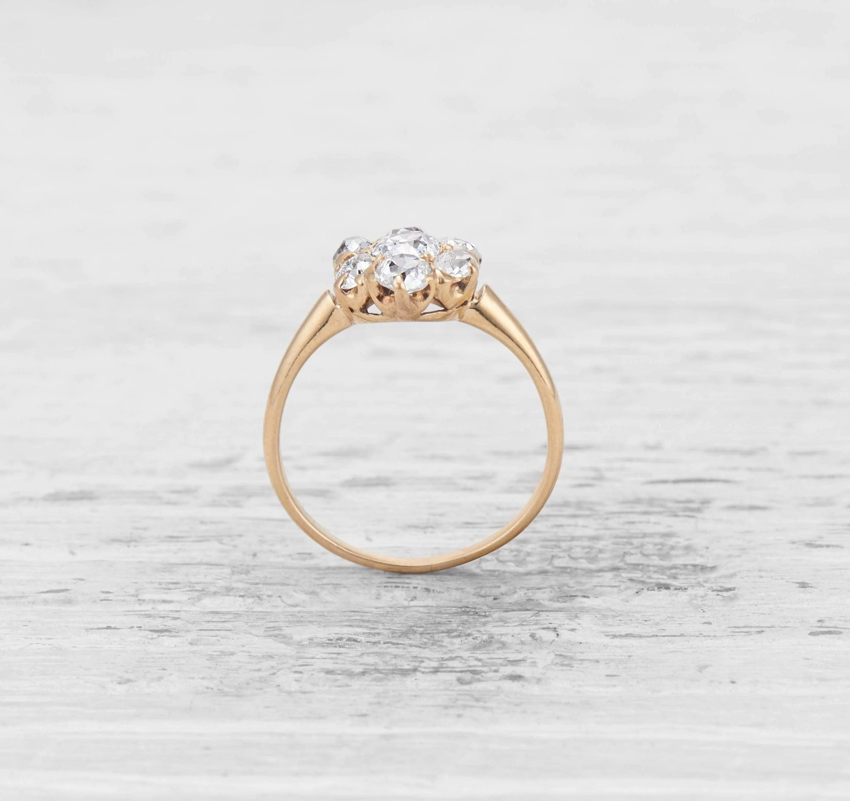 ANTIQUE DIAMOND CLUSTER ENGAGEMENT RING - Image 4
