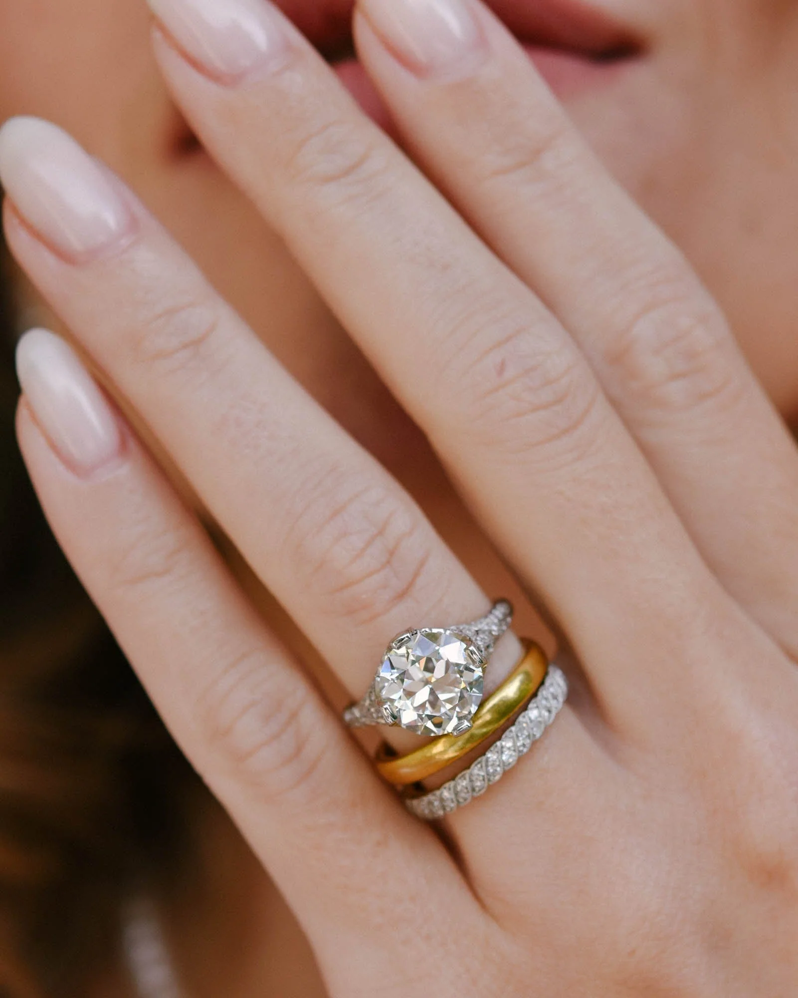 Edwardian 3.45 Carat Old European Cut Diamond Engagement Ring - Image 2