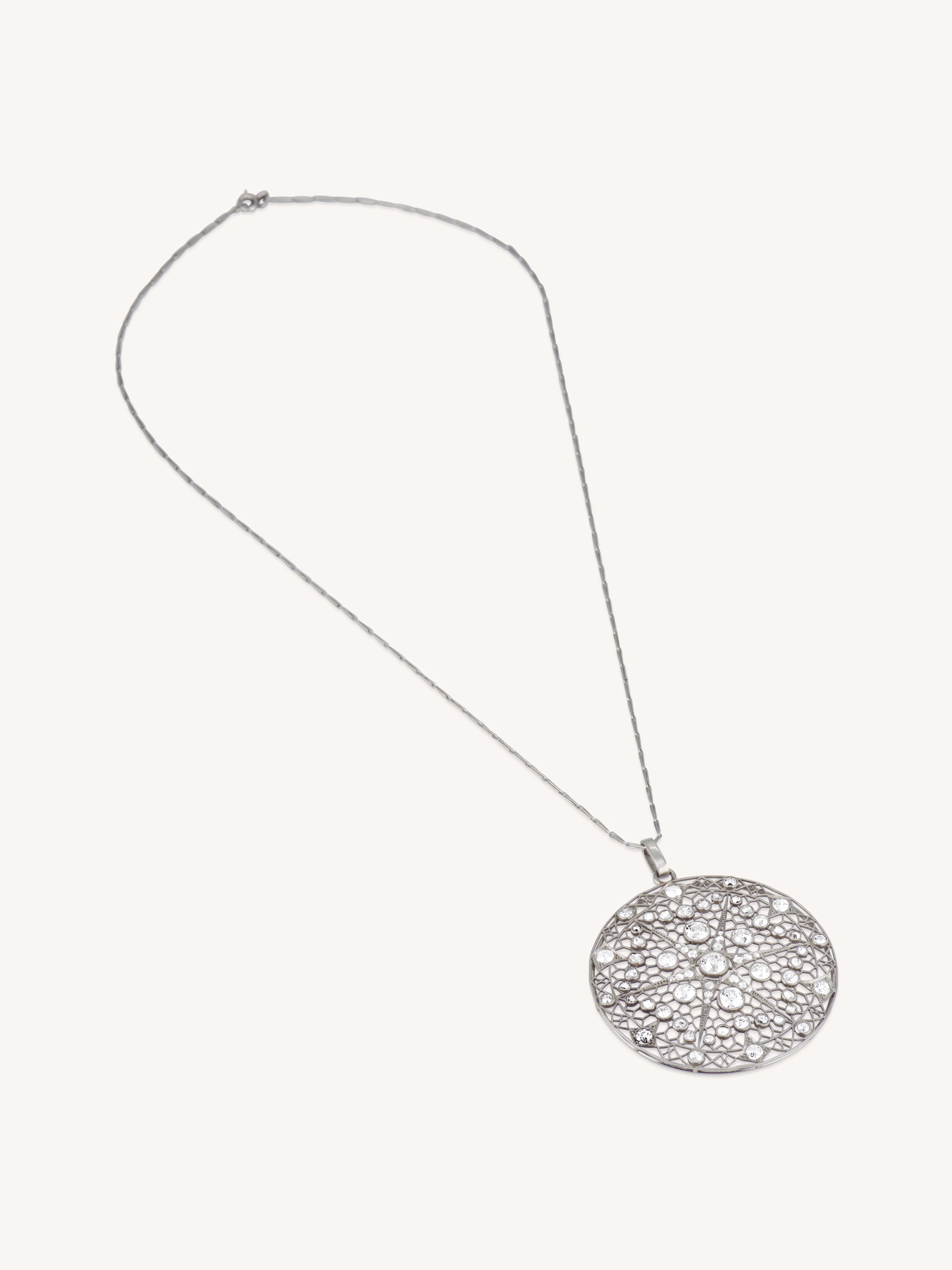 Antique Edwardian Lace Pendant and Chain - Image 4