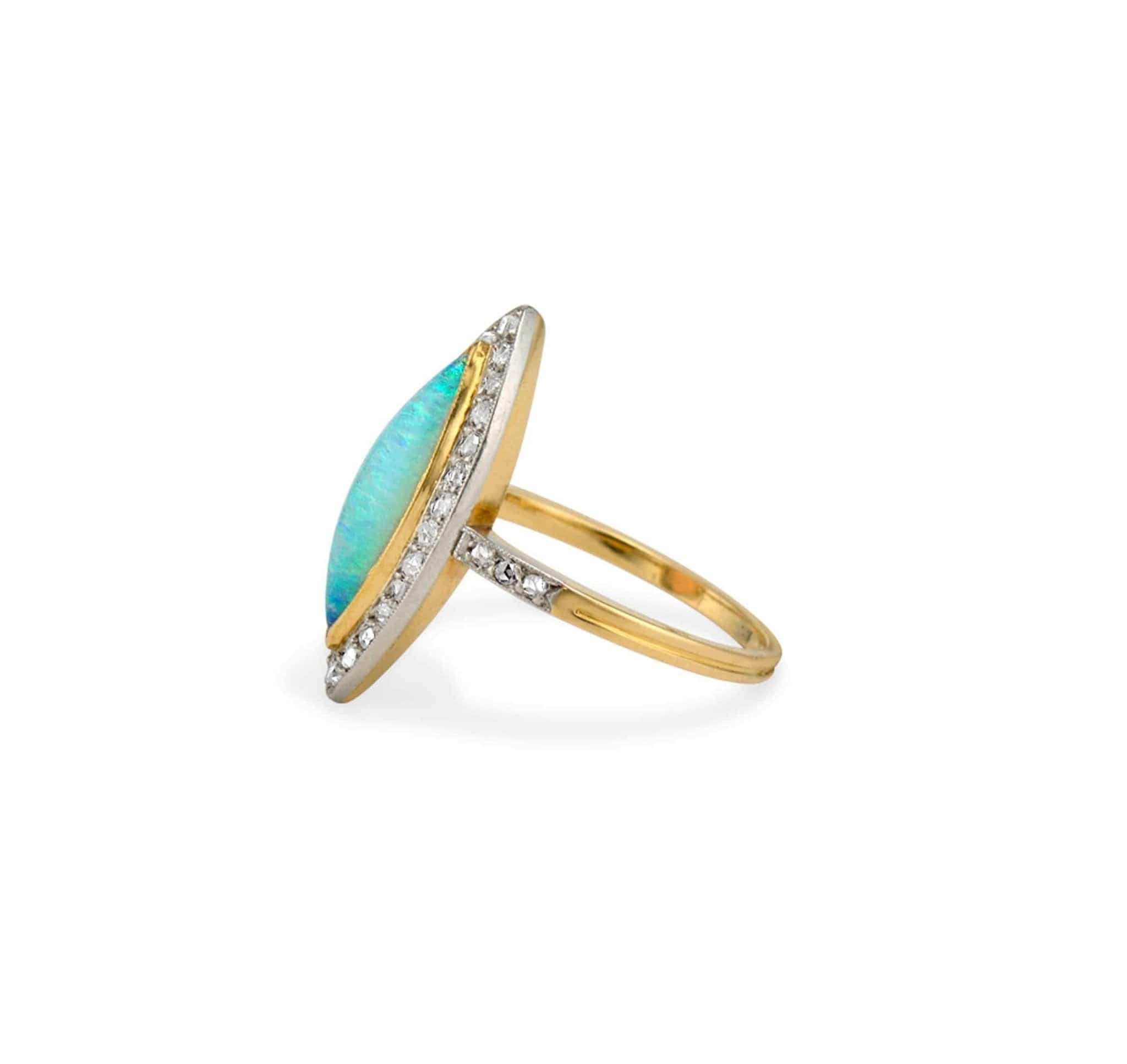 Opal & Diamond Navette Ring - Image 3