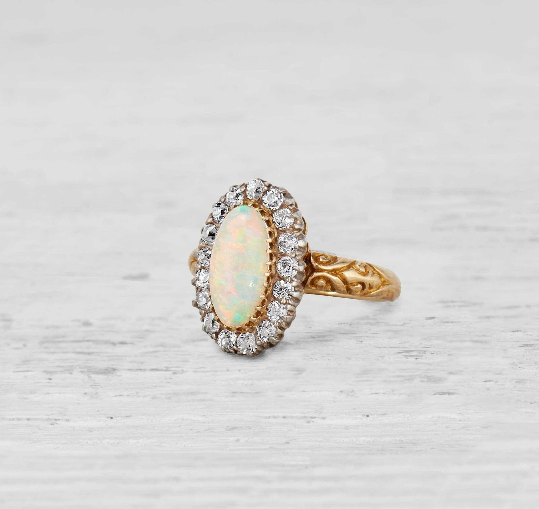 Antique Edwardian Opal and Diamond Ring - Image 2