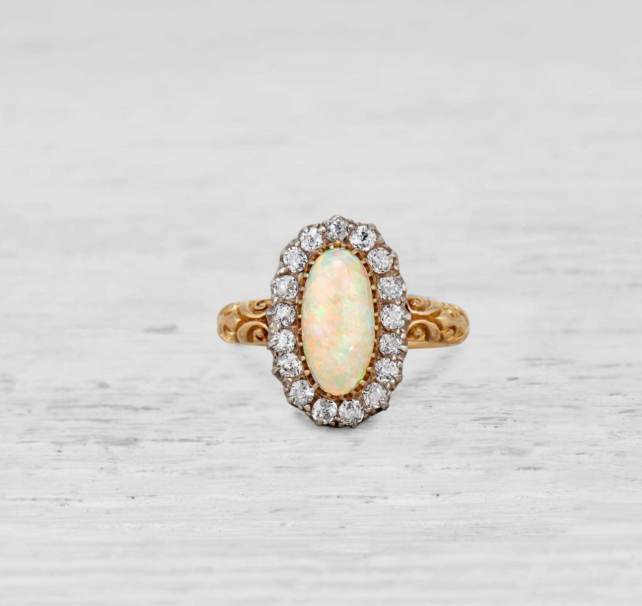 Antique Edwardian Opal and Diamond Ring - Image 3