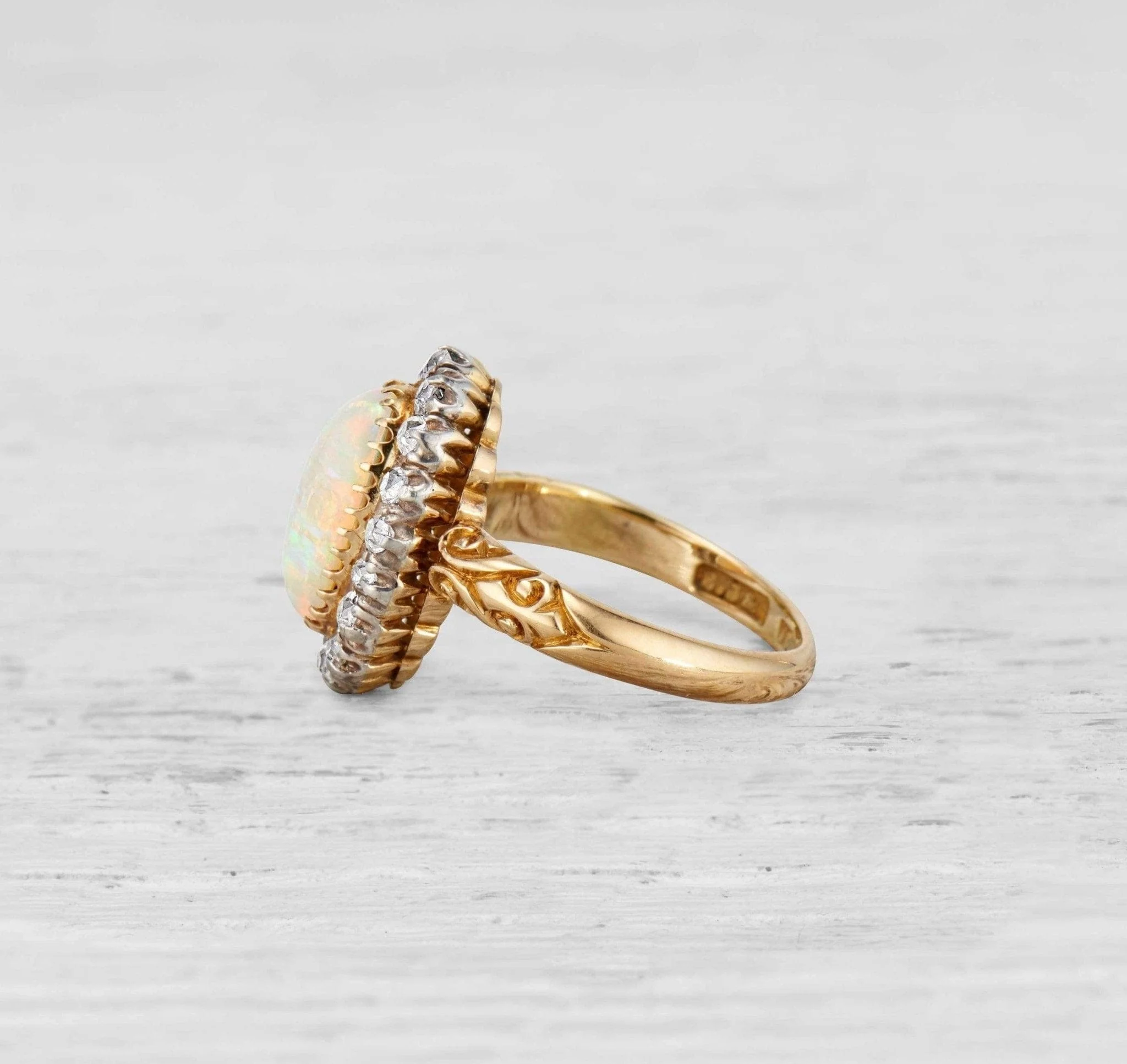 Antique Edwardian Opal and Diamond Ring - Image 4