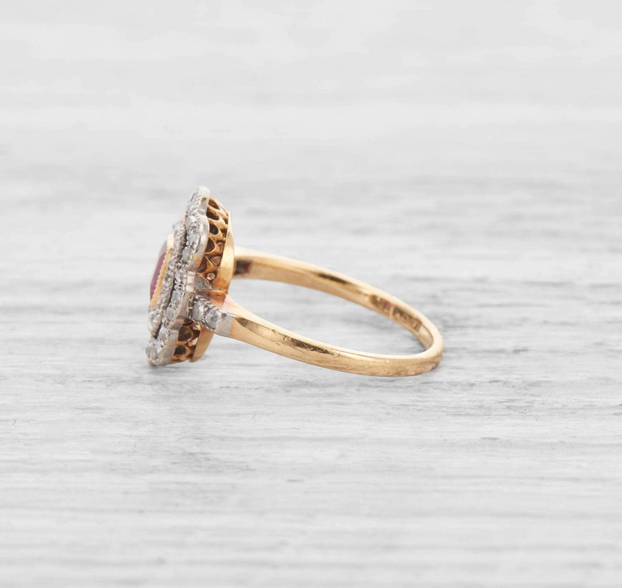 ANTIQUE EDWARDIAN RUBY AND DIAMOND ENGAGEMENT RING - Image 3