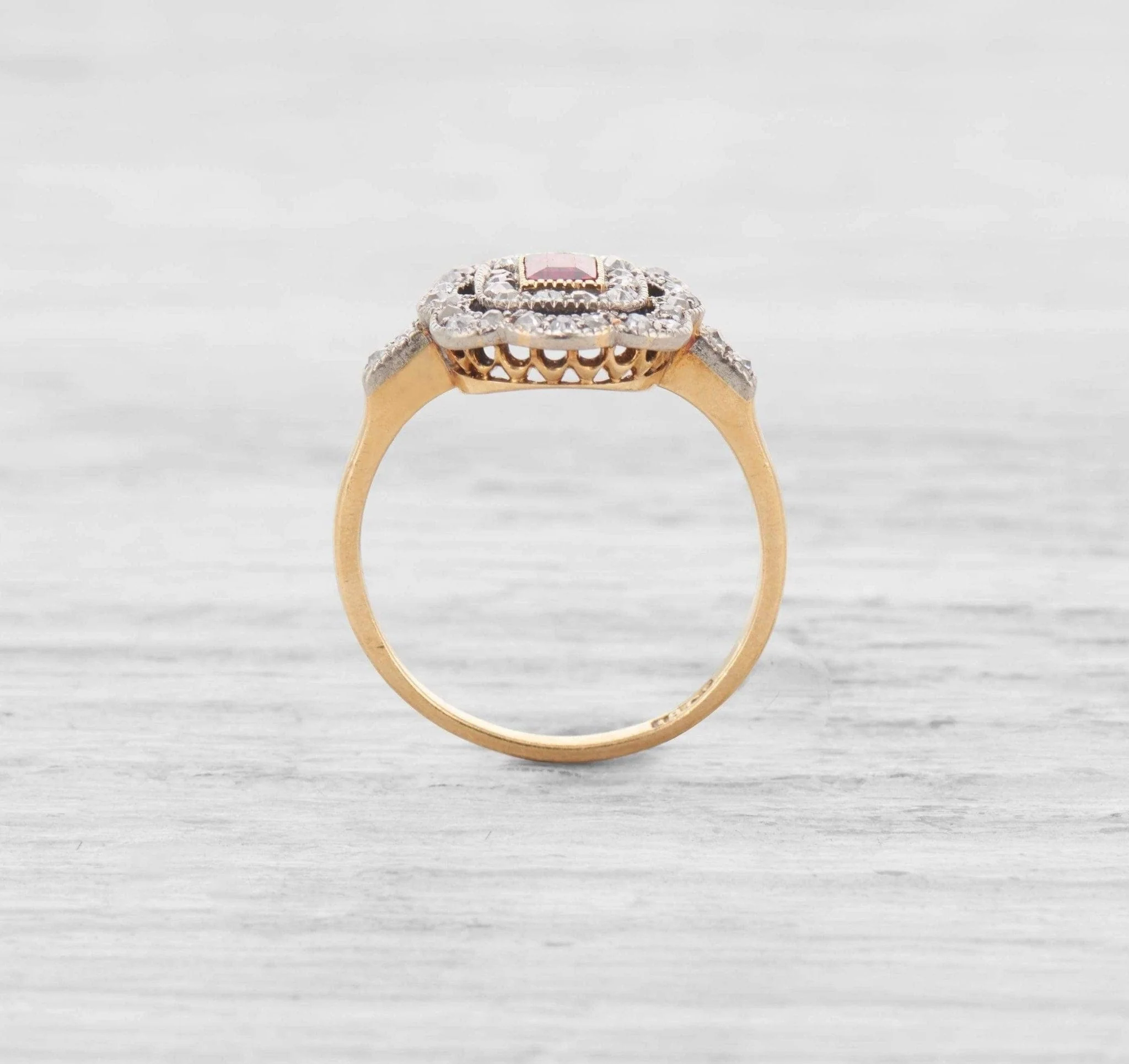ANTIQUE EDWARDIAN RUBY AND DIAMOND ENGAGEMENT RING - Image 4
