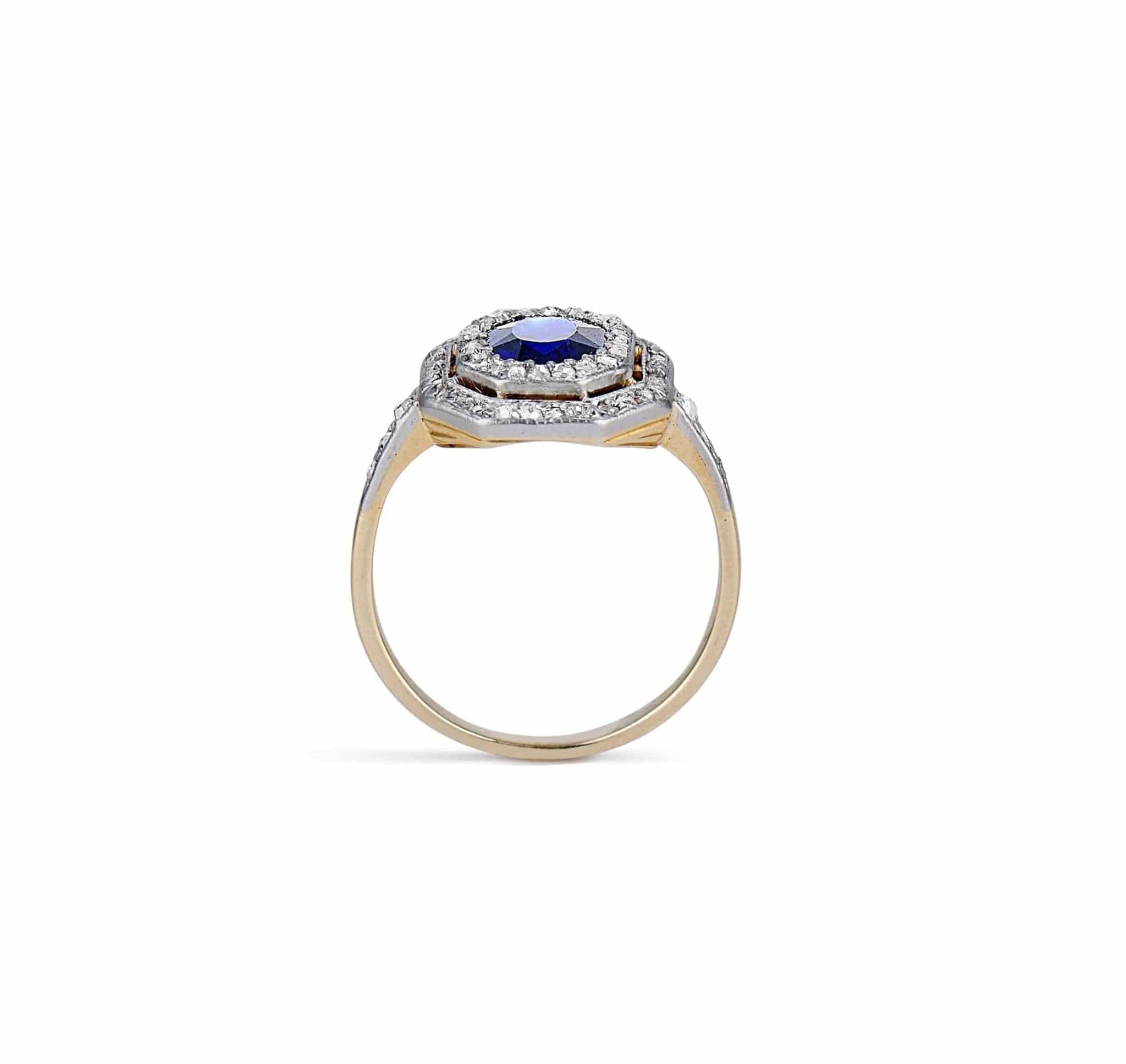 Antique Edwardian Sapphire and Diamond Ring - Image 4