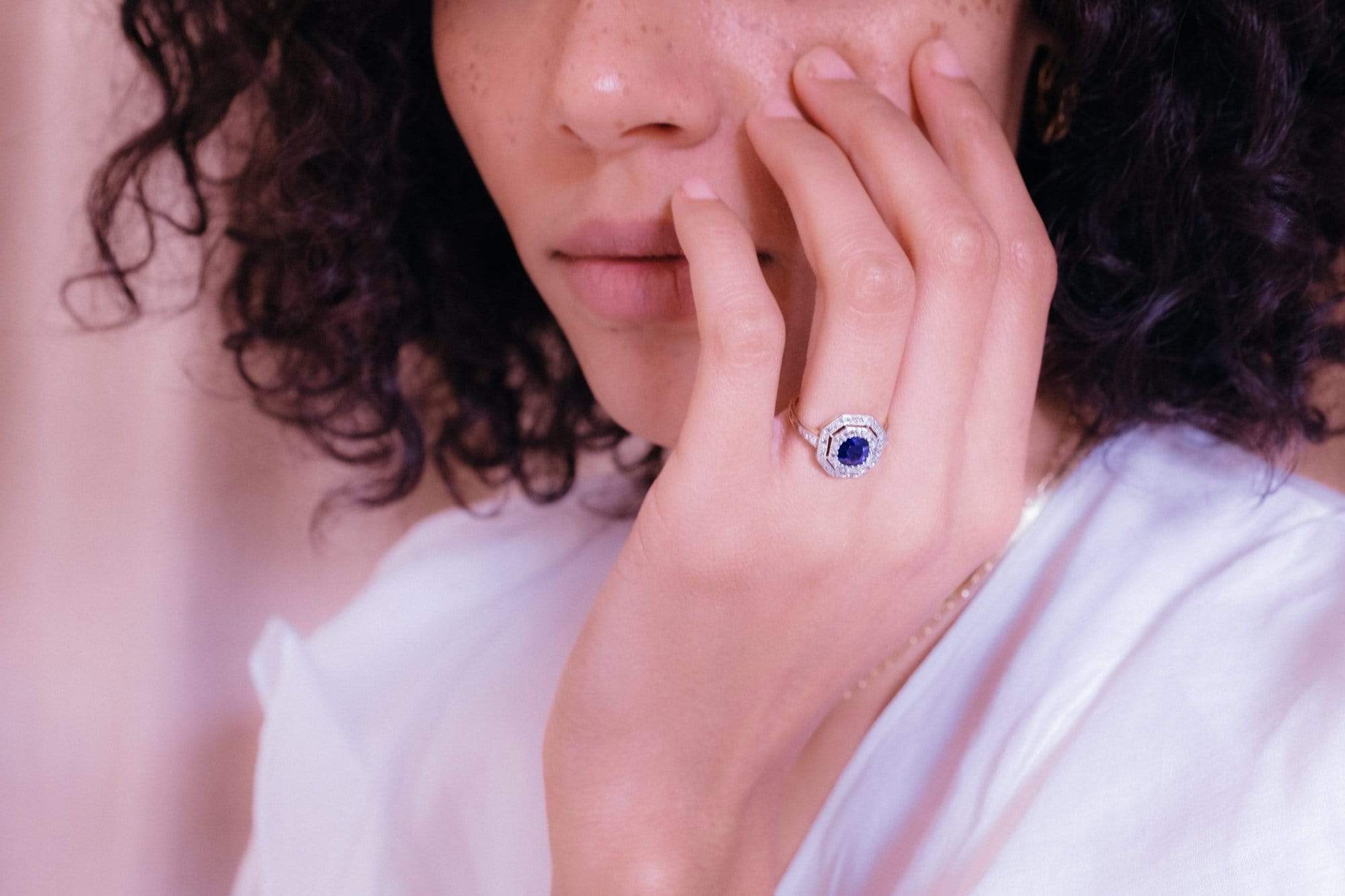 Antique Edwardian Sapphire and Diamond Ring - Image 5