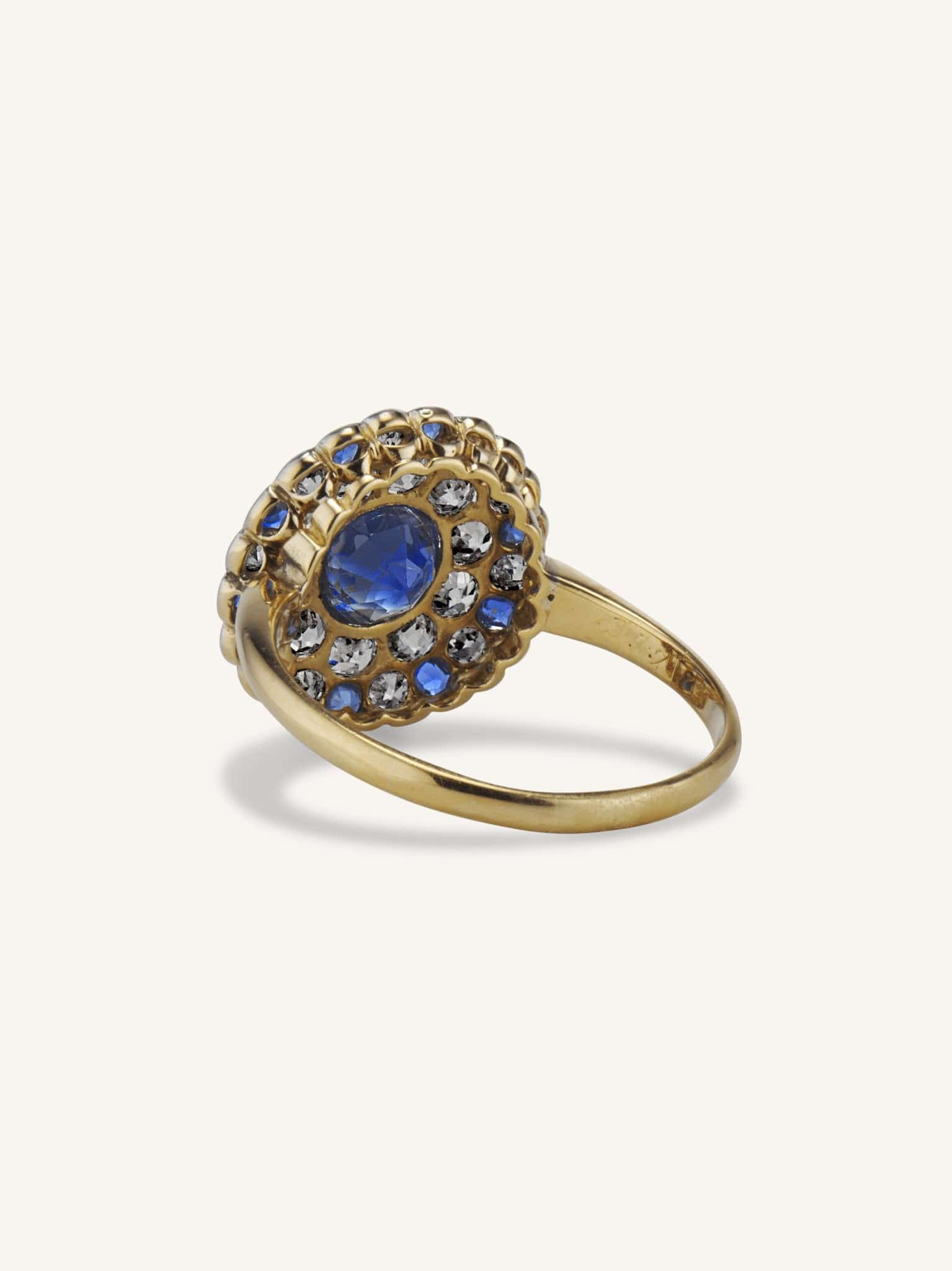 Edwardian Sapphire & Diamond Cluster Ring - Image 4