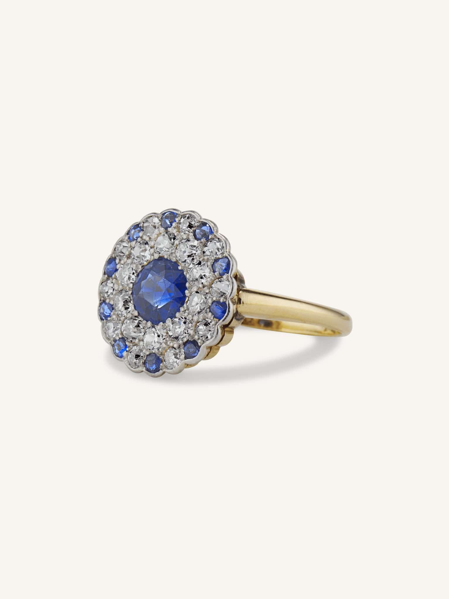 Edwardian Sapphire & Diamond Cluster Ring - Image 5