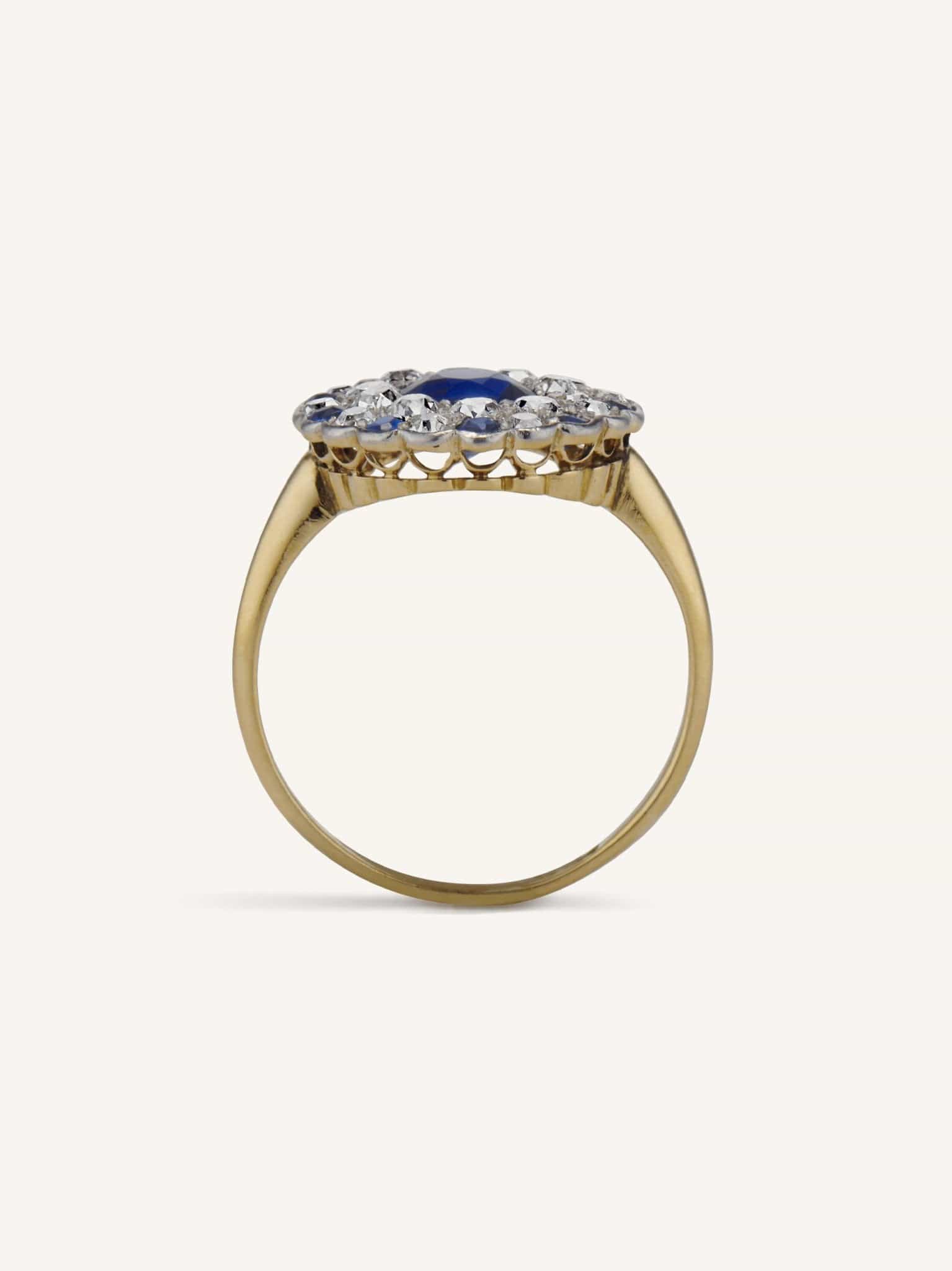 Edwardian Sapphire & Diamond Cluster Ring - Image 6