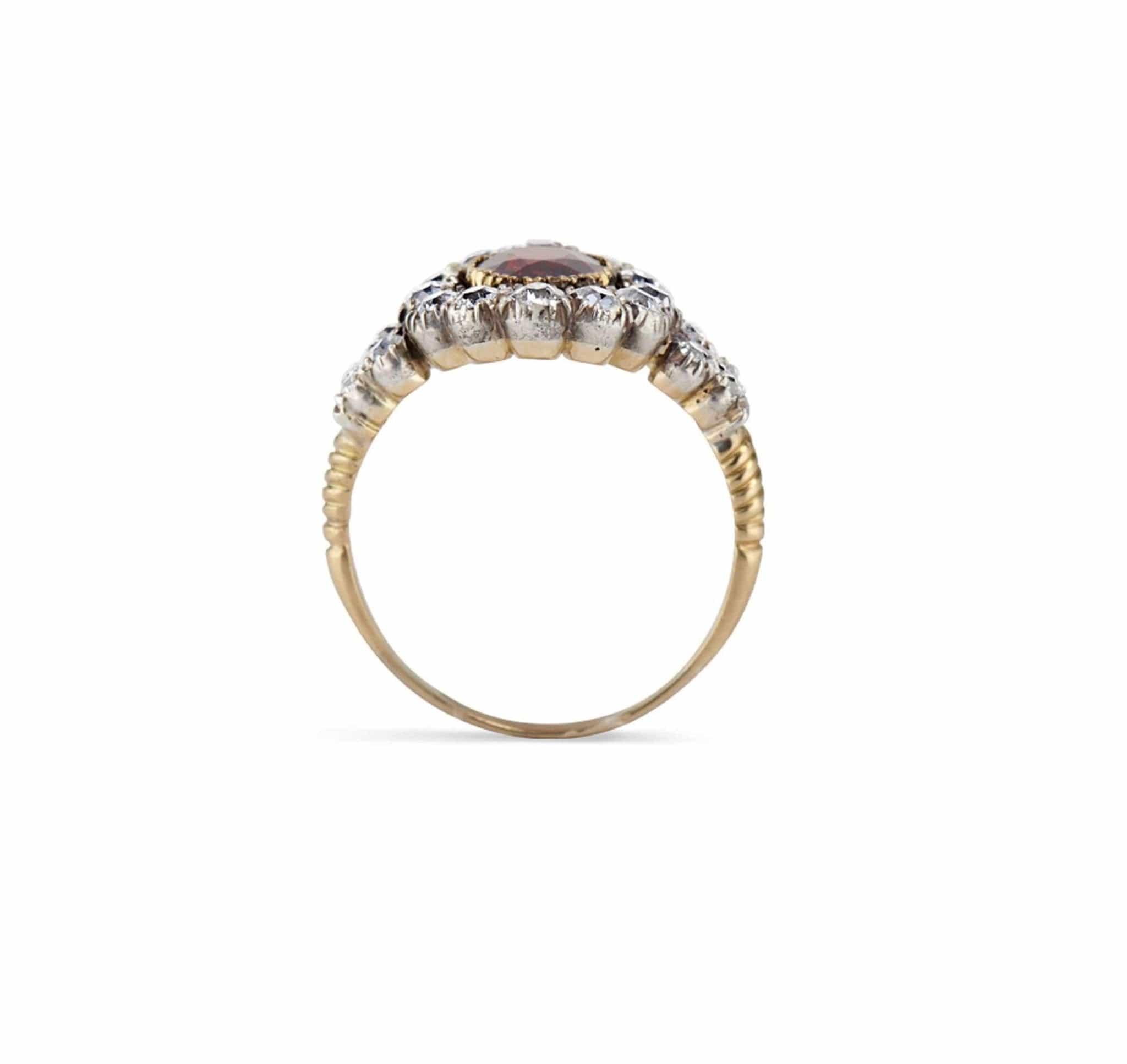 Garnet and Diamond Cluster Antique Ring - Image 4