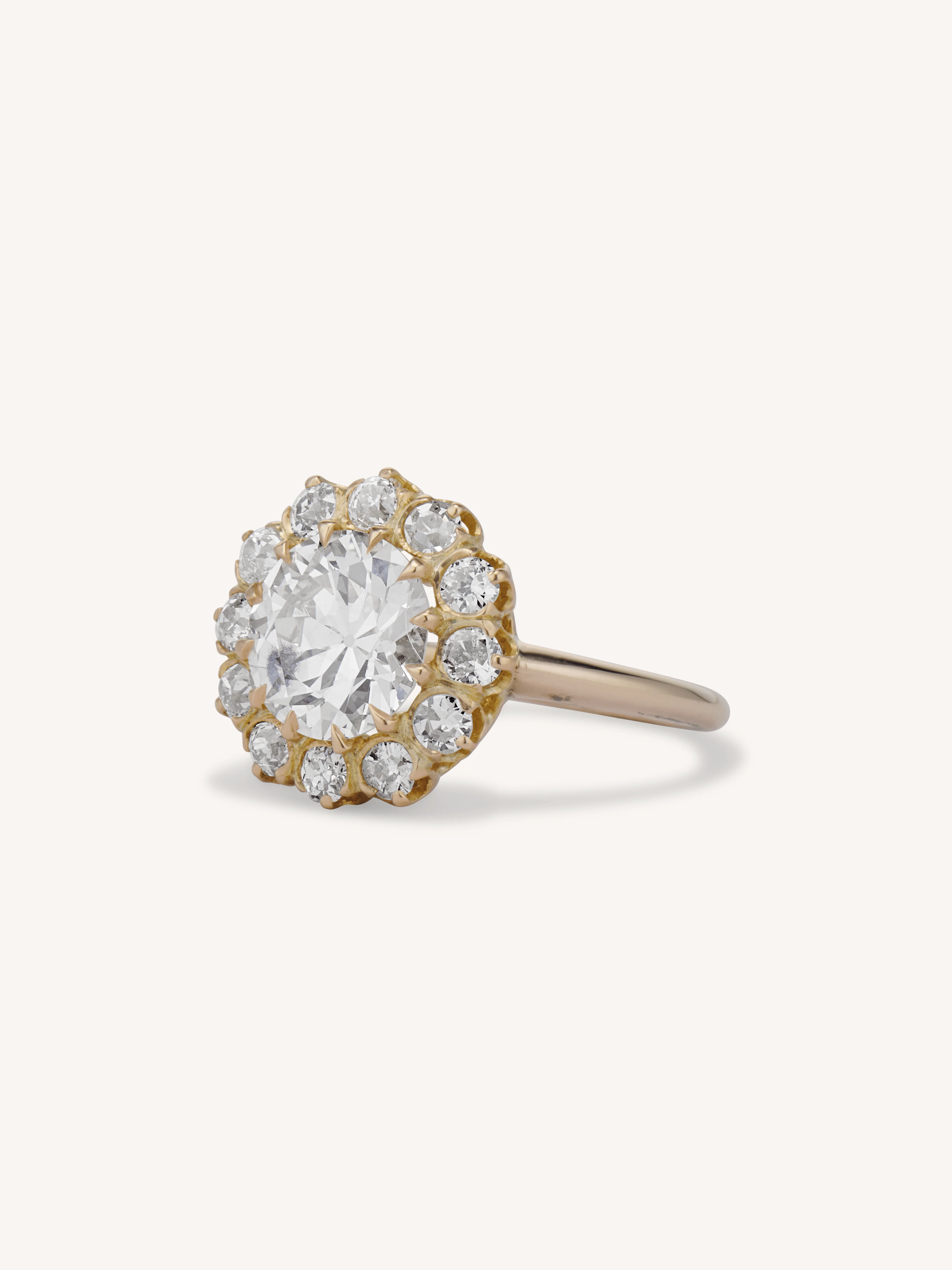 Victorian 2.37 Carat Transitional Cut Diamond Cluster Antique Engagement Ring - Image 4