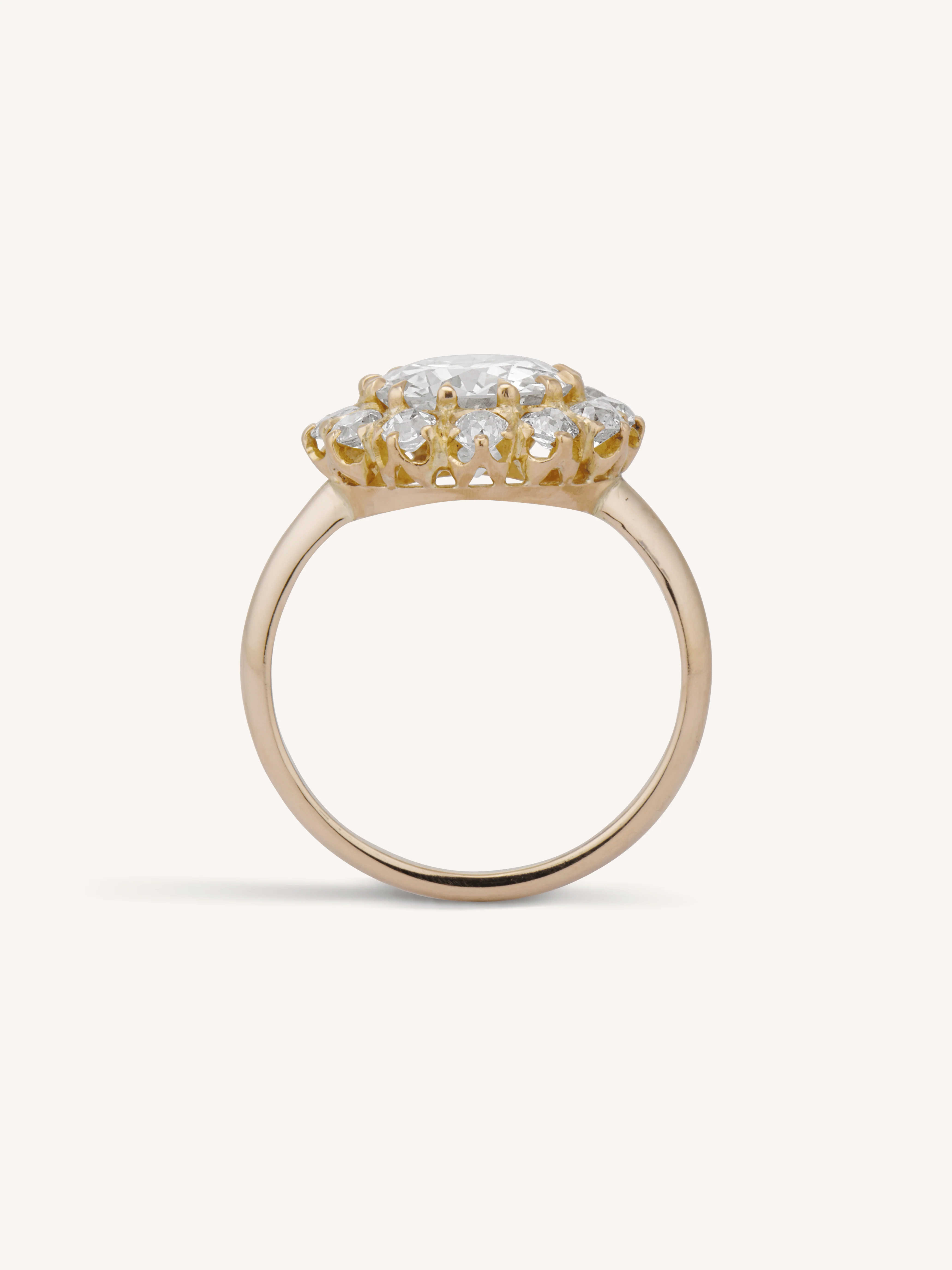 Victorian 2.37 Carat Transitional Cut Diamond Cluster Antique Engagement Ring - Image 7