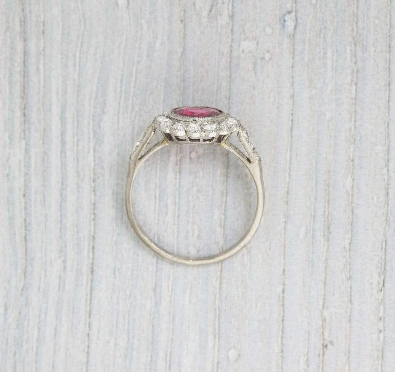 Antique Pink Spinel & Diamond Edwardian Engagement Ring - Image 3