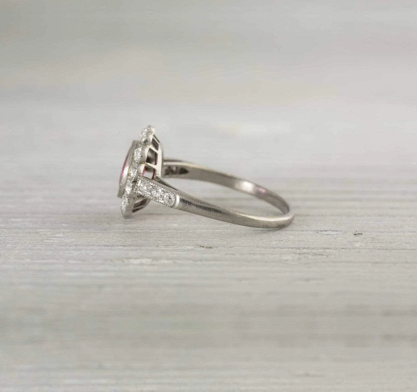 Antique Pink Spinel & Diamond Edwardian Engagement Ring - Image 4
