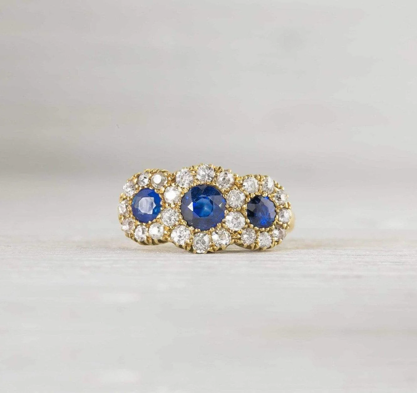 Antique Victorian Three Stone Diamond Gold Commitment Ring - Image 2