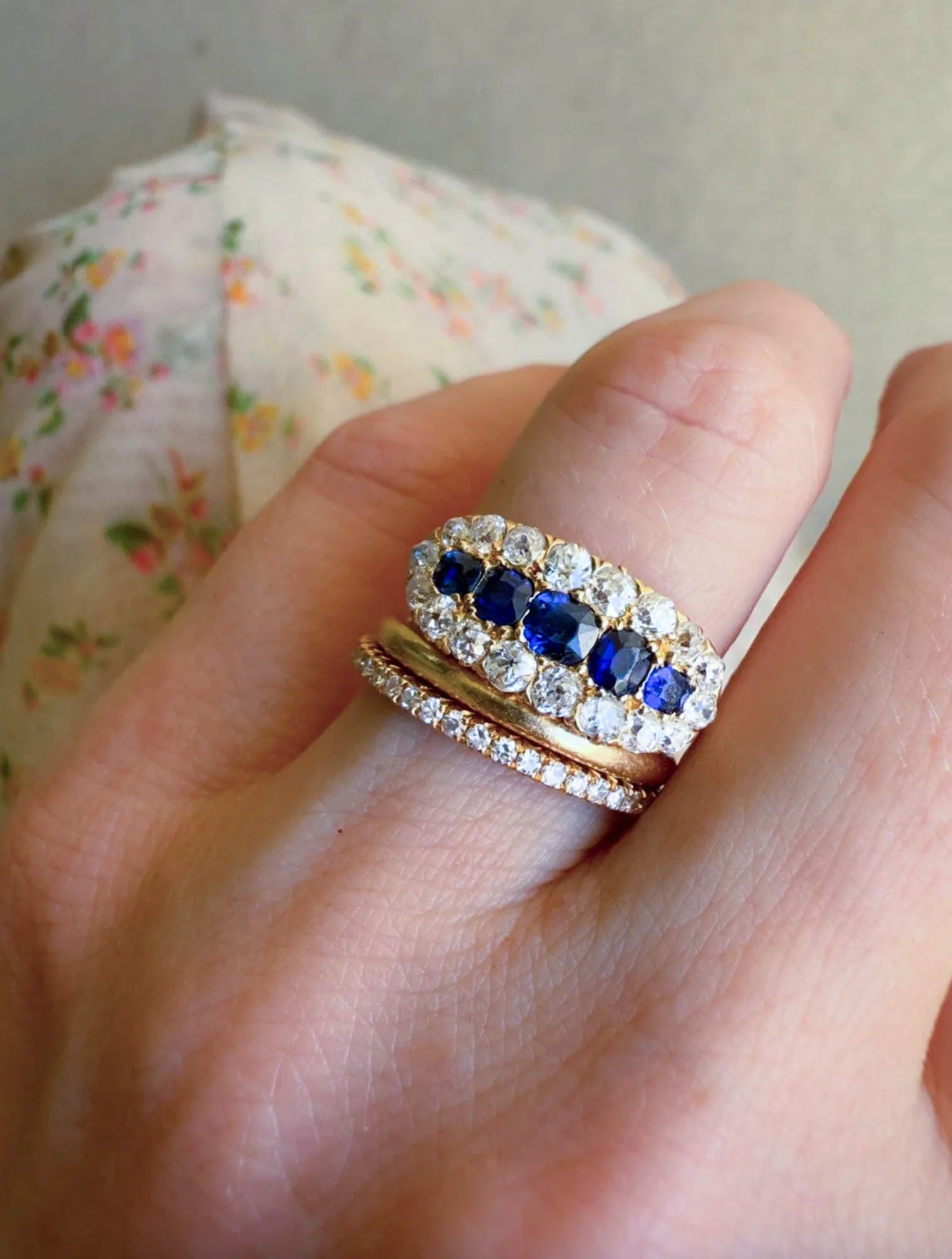 Victorian Antique Five Stone Sapphire Cluster Ring - Image 2