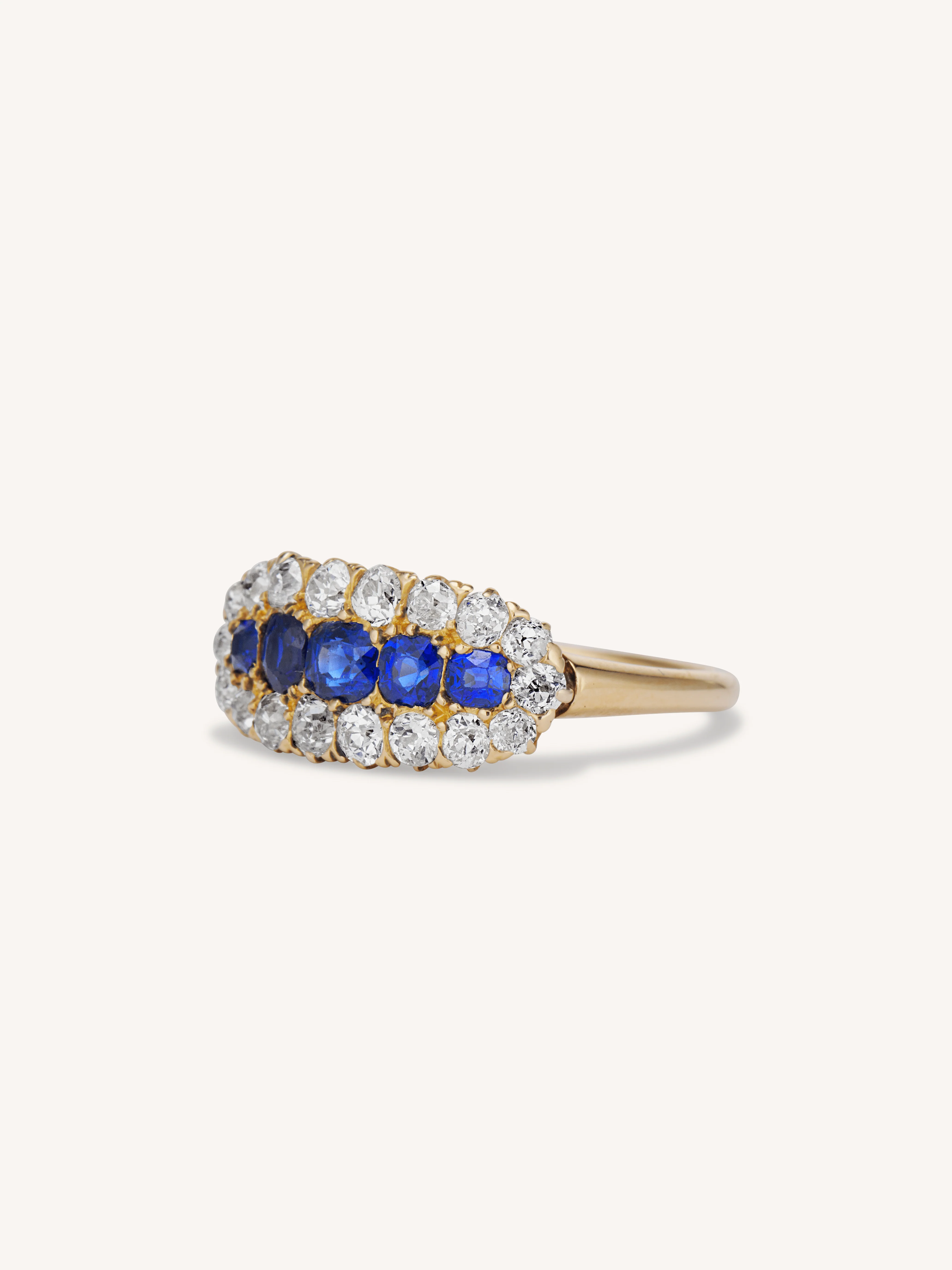 Victorian Antique Five Stone Sapphire Cluster Ring - Image 3
