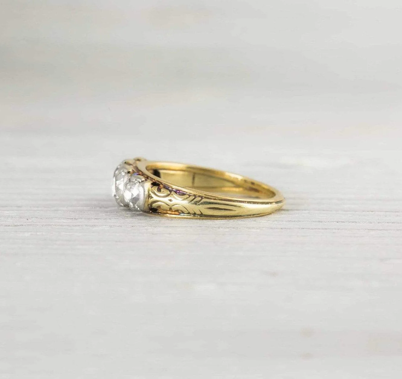 Antique Victorian Four Stone Diamond & Gold Engagement Ring - Image 3