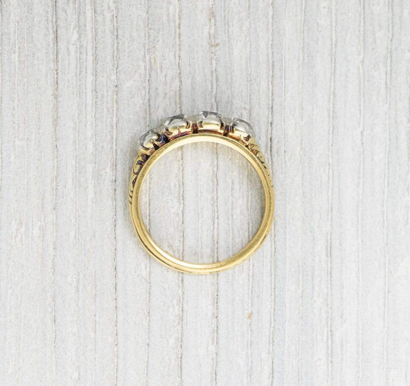 Antique Victorian Four Stone Diamond & Gold Engagement Ring - Image 4