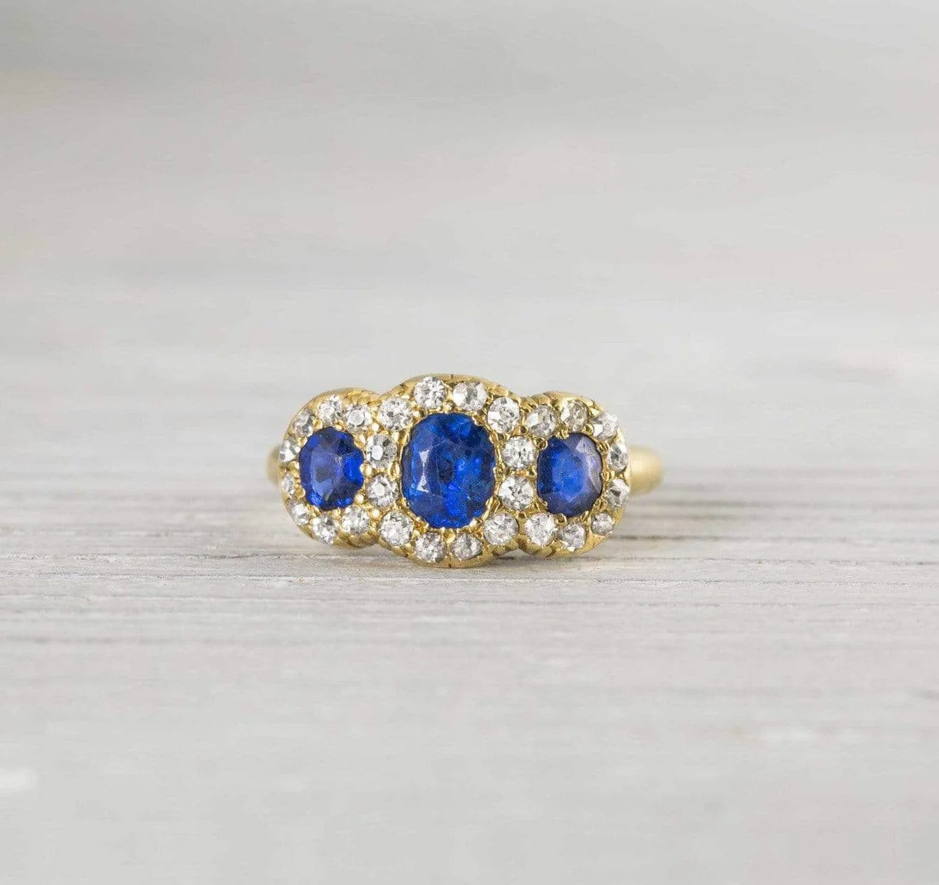 Antique Victorian Gold Diamond & Sapphire Engagement Ring - Image 2