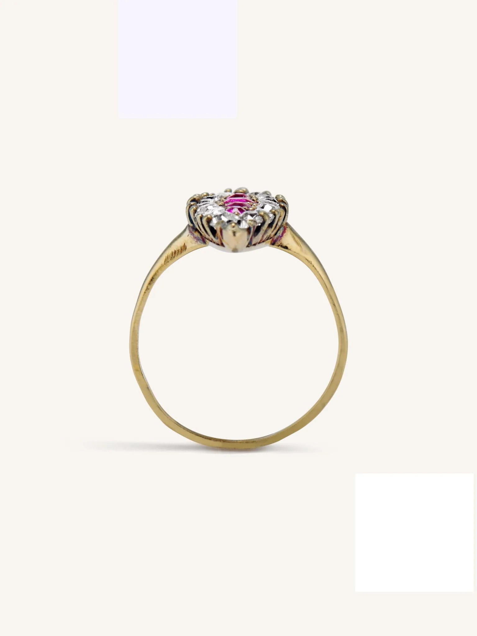 Victorian Old Mine Cut Ruby & Diamond Dinner Ring - Image 4