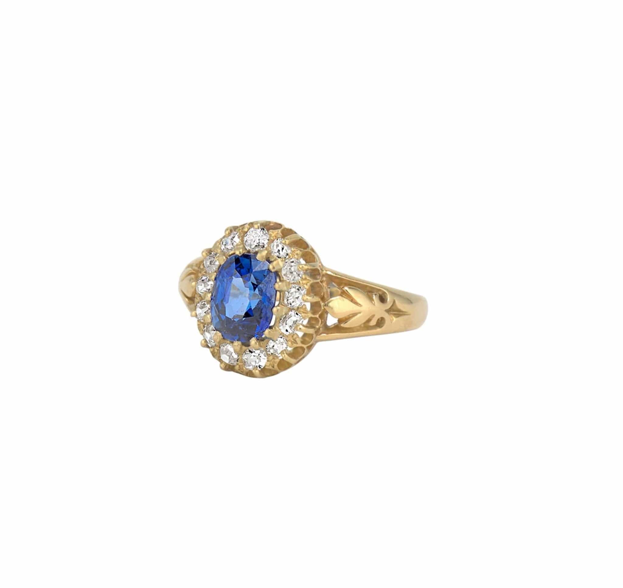 Antique Victorian Sapphire and Diamond Ring - Image 2