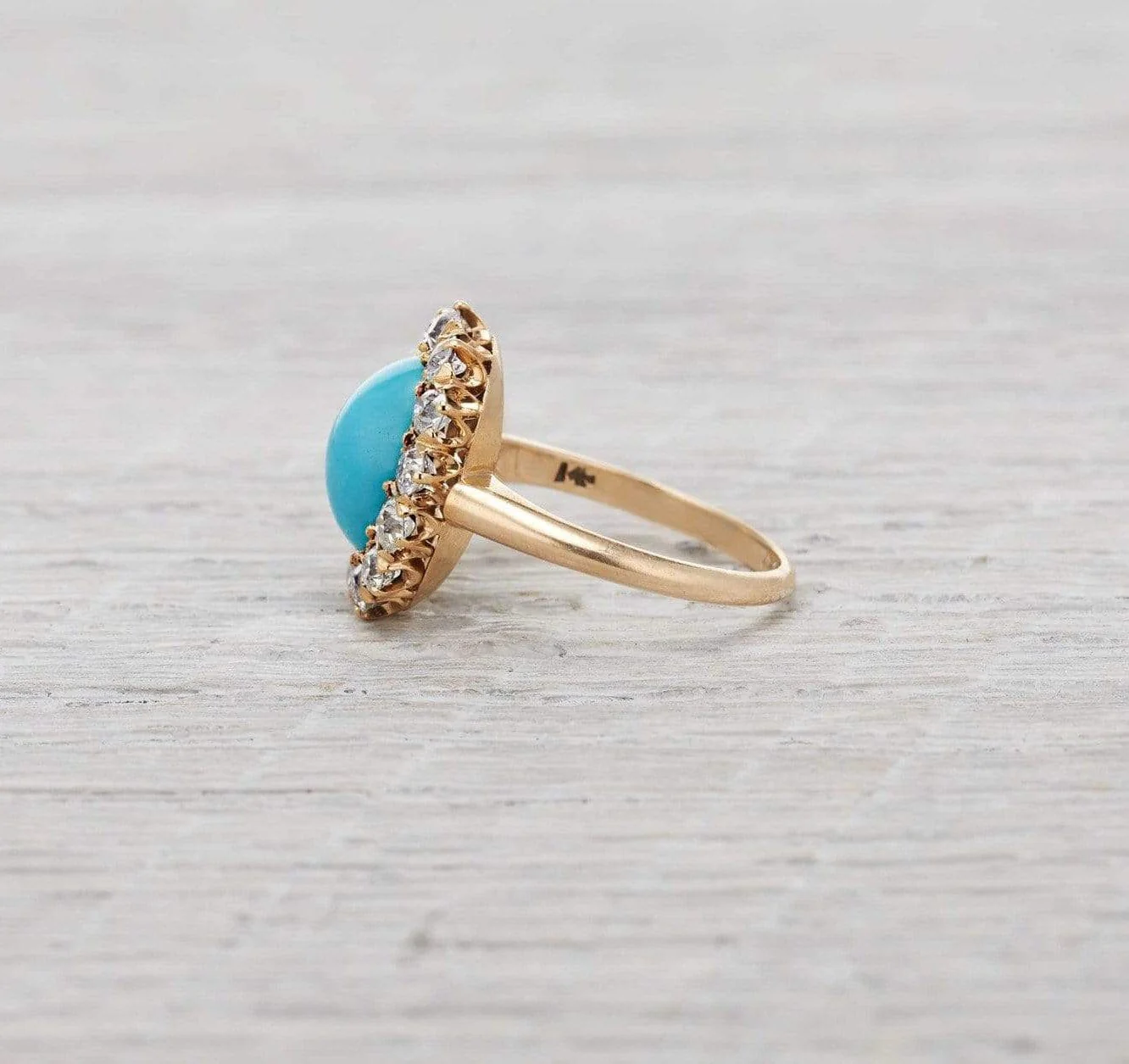 Antique Victorian Turquoise & Diamond Ring - Image 4