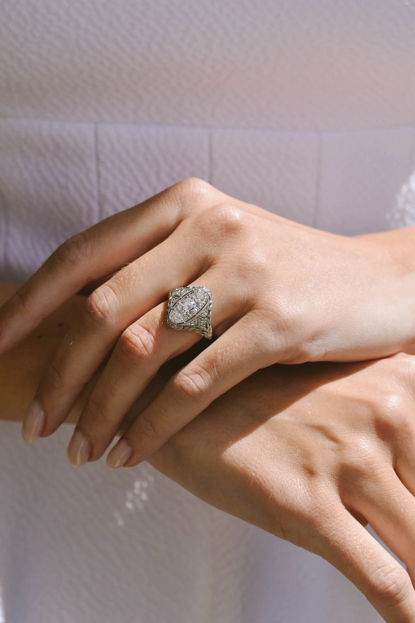 Art Deco Three Stone Ring - Image 4