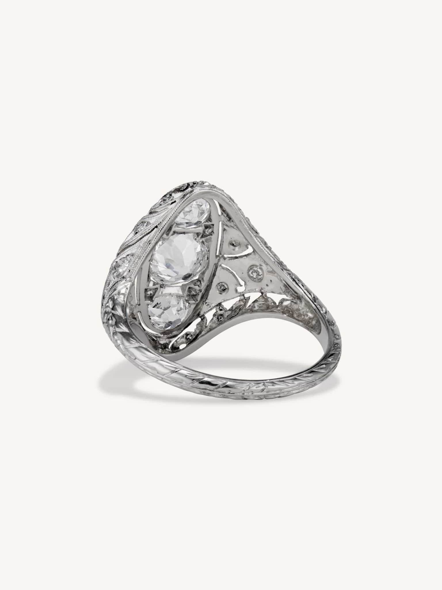Art Deco Three Stone Ring - Image 5