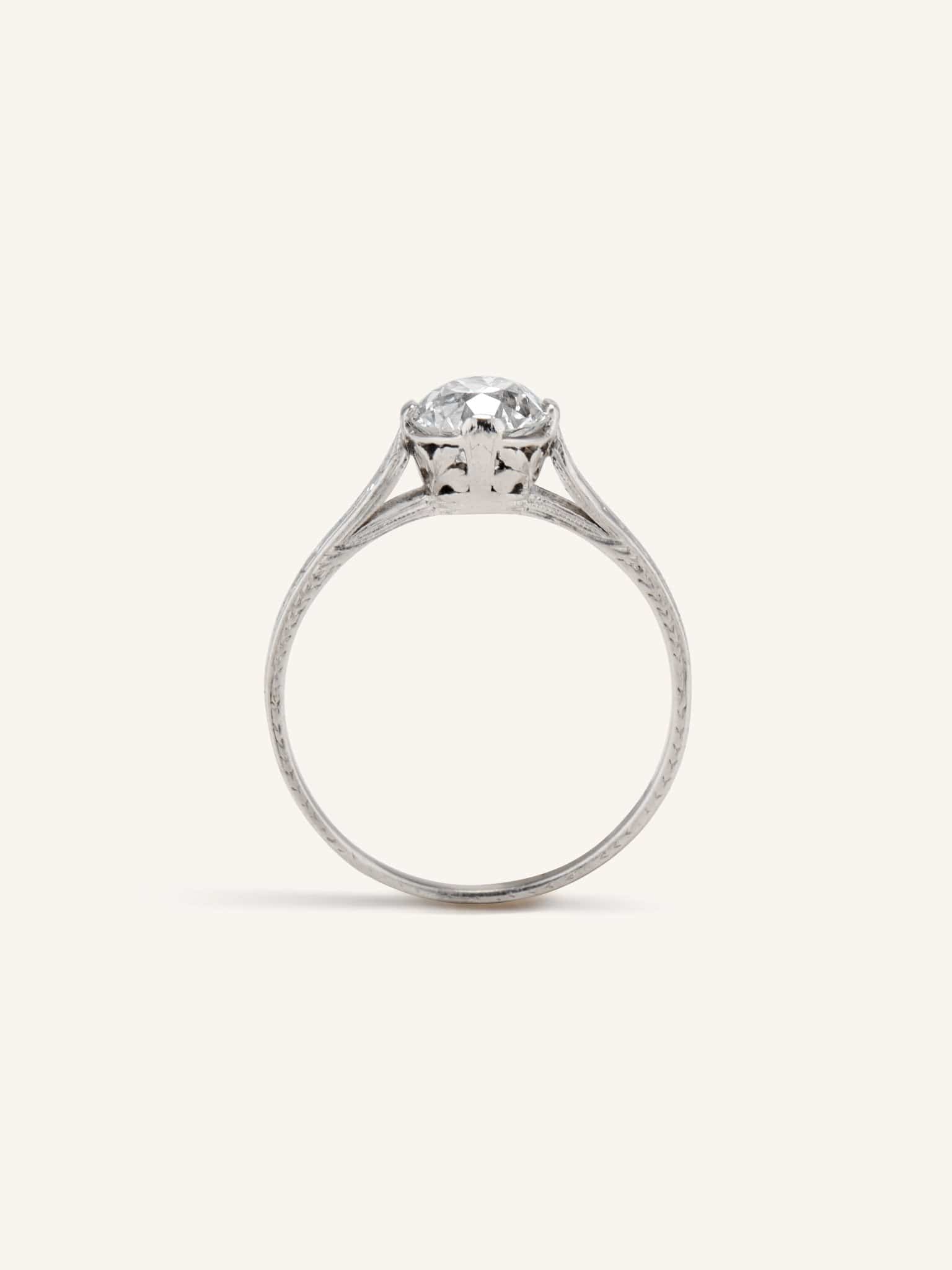 Art Deco 1.03 Carat Old European Cut Diamond Vintage Engagement Ring - Image 5