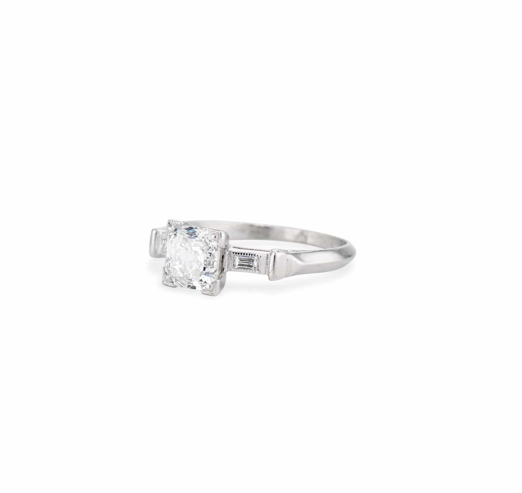 Art Deco 1.04 Asscher Cut Diamond Engagement Ring - Image 2