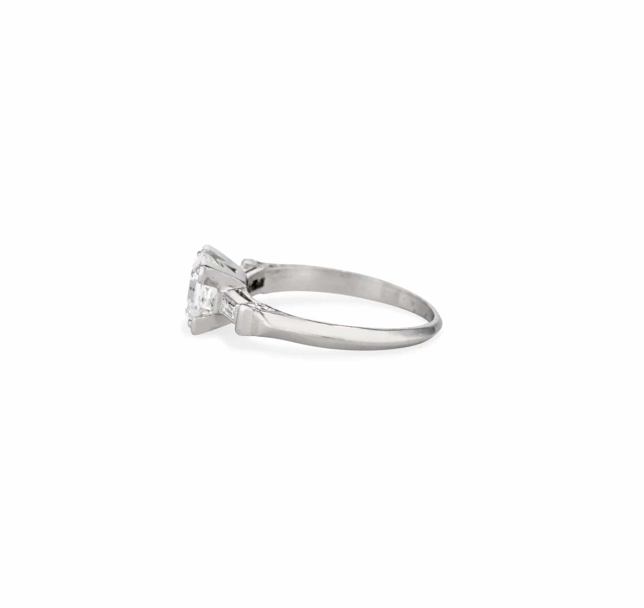 Art Deco 1.04 Asscher Cut Diamond Engagement Ring - Image 3