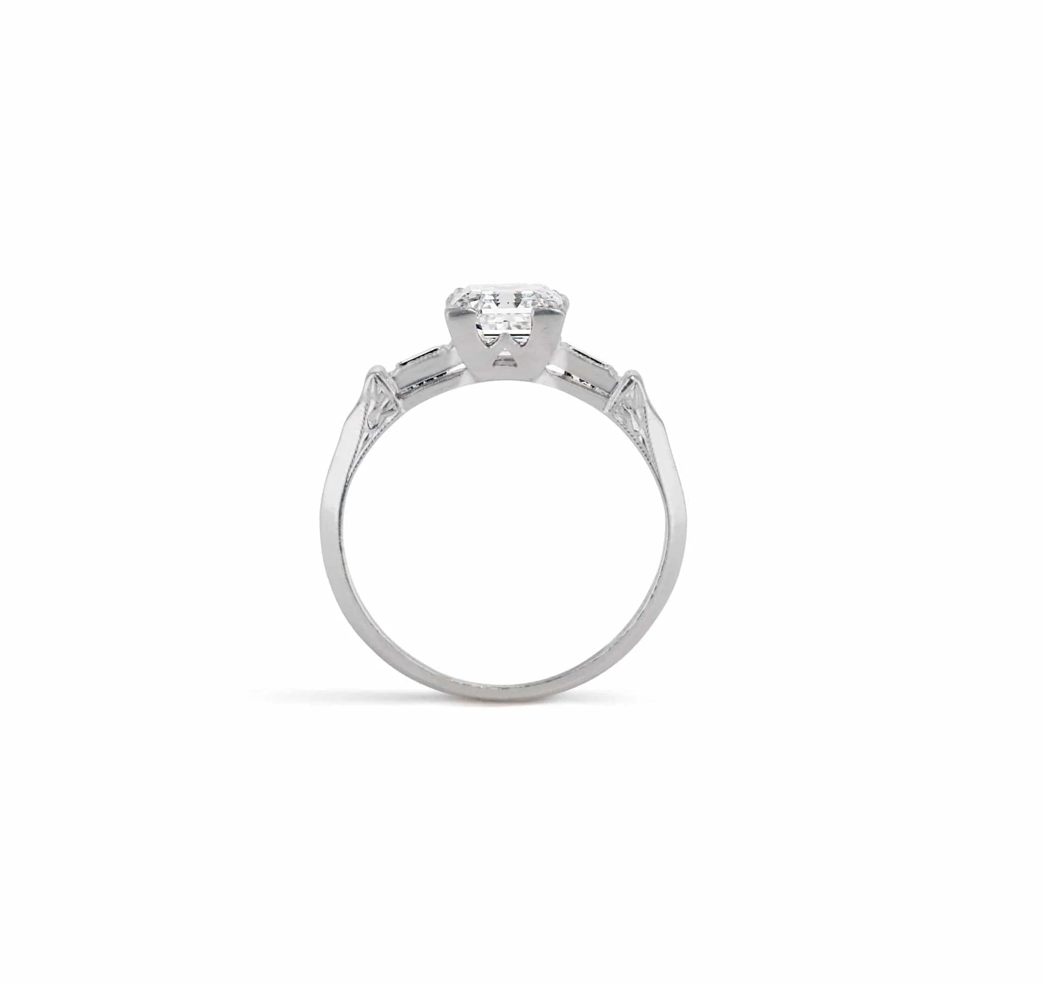 Art Deco 1.04 Asscher Cut Diamond Engagement Ring - Image 4