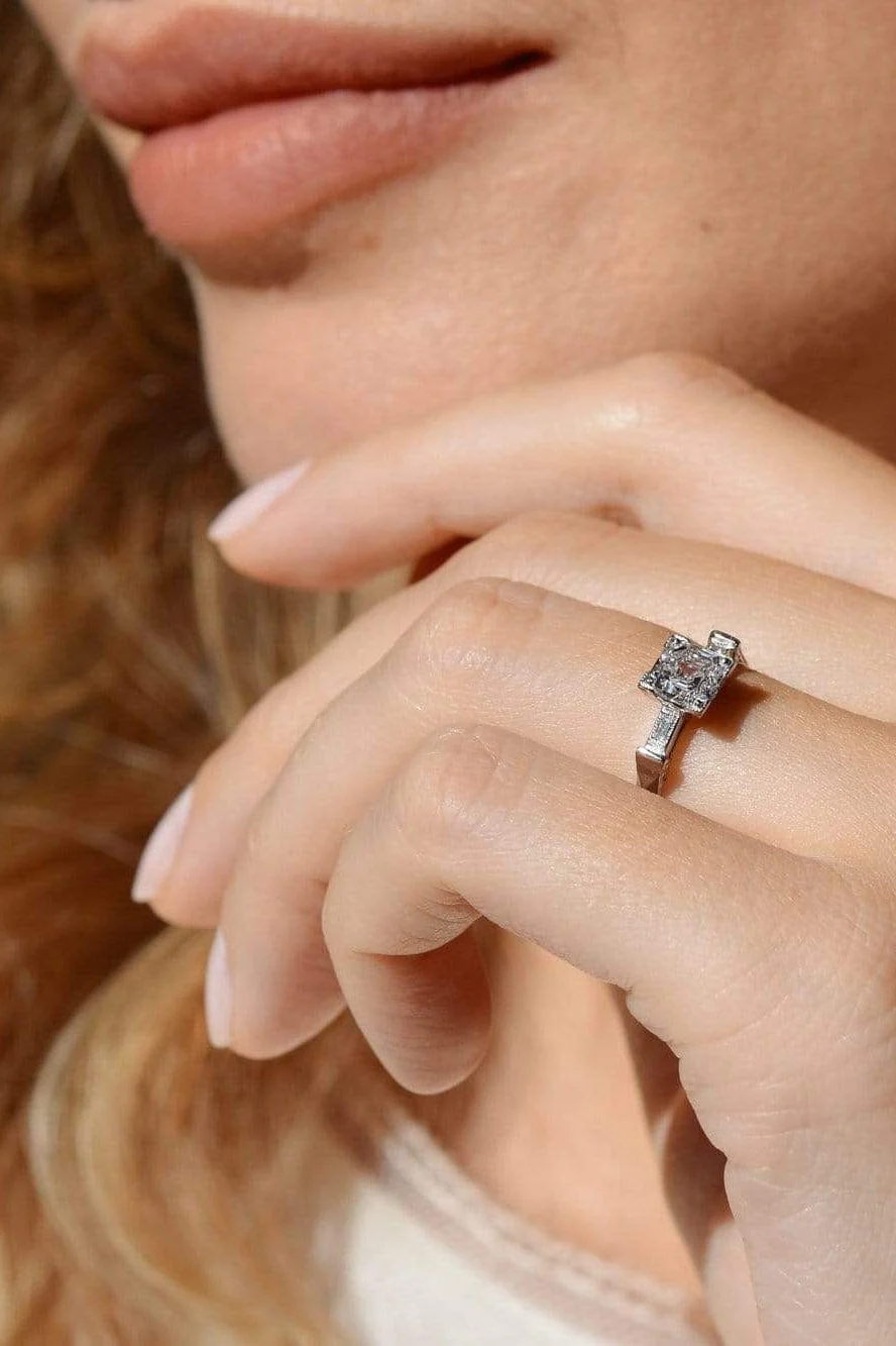 Art Deco 1.04 Asscher Cut Diamond Engagement Ring - Image 7