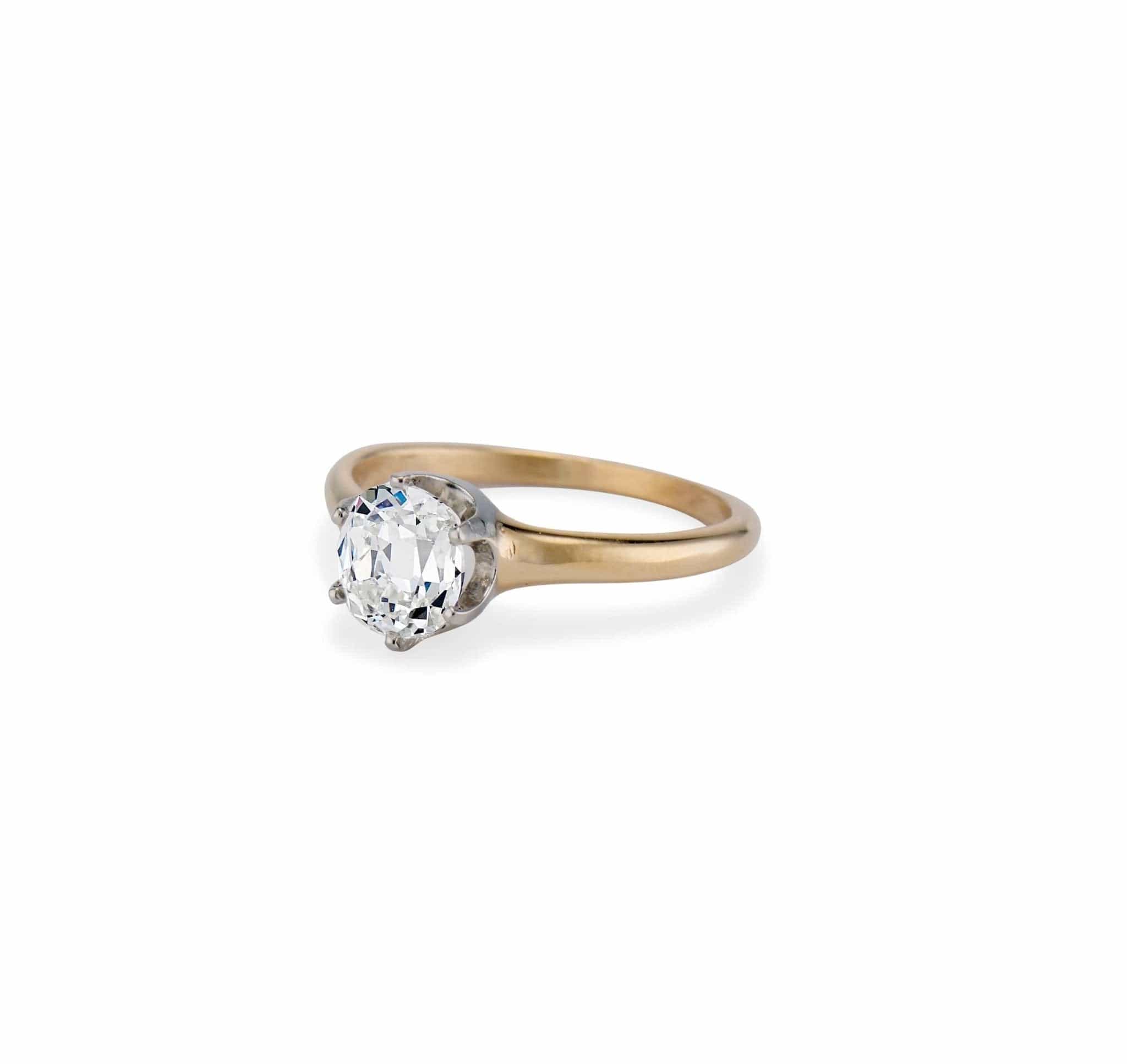 Art Deco 1.04 Cushion-Cut Diamond and Gold Solitaire Engagement Ring - Image 2